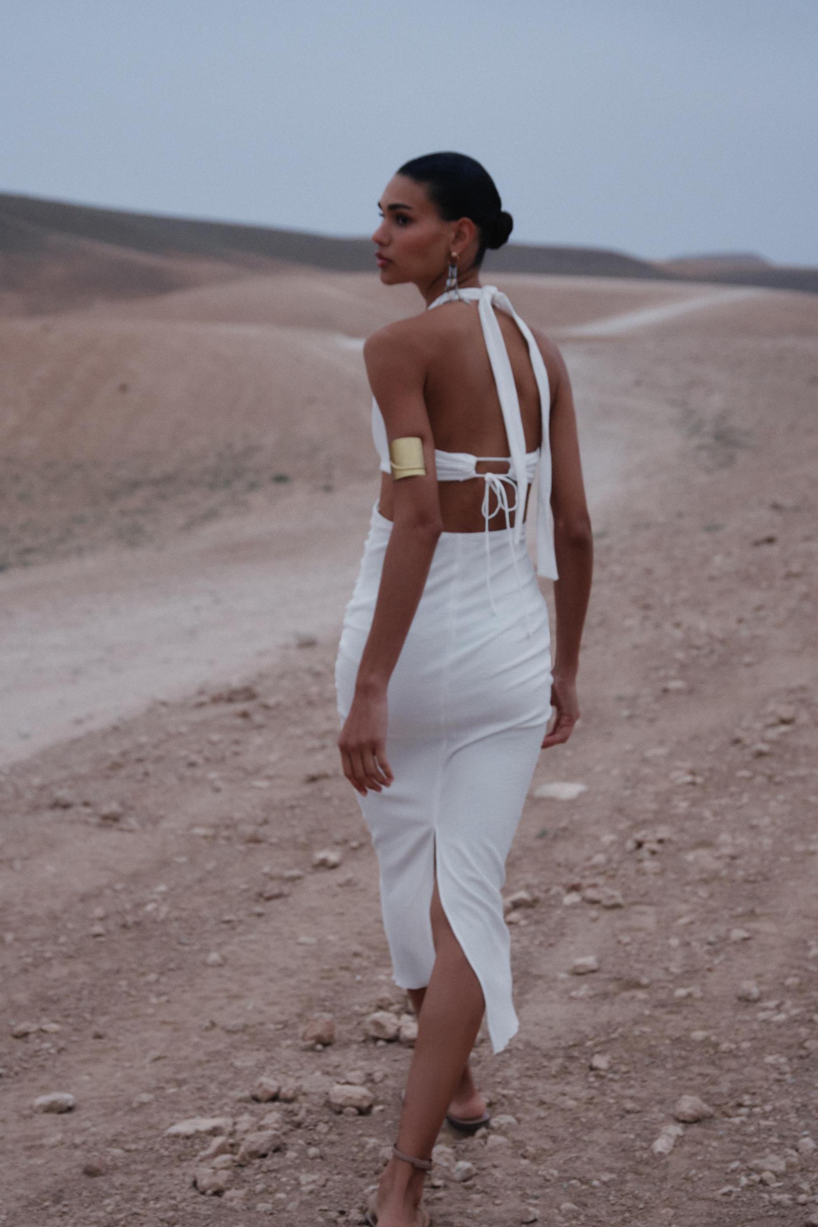 BEADED TEXTURED MIDI DRESS Product Image