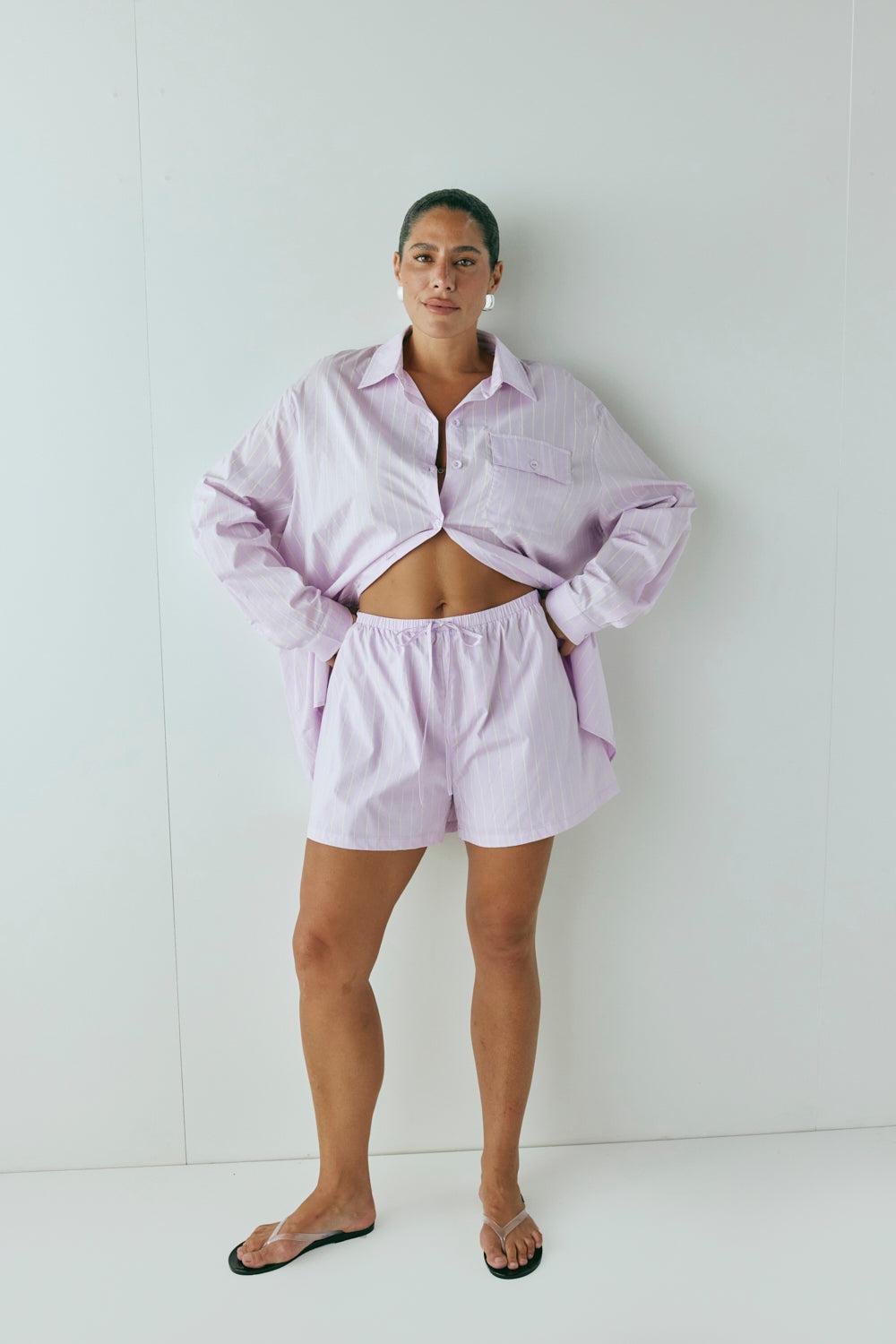 Annika Shorts Lilac Stripe Product Image