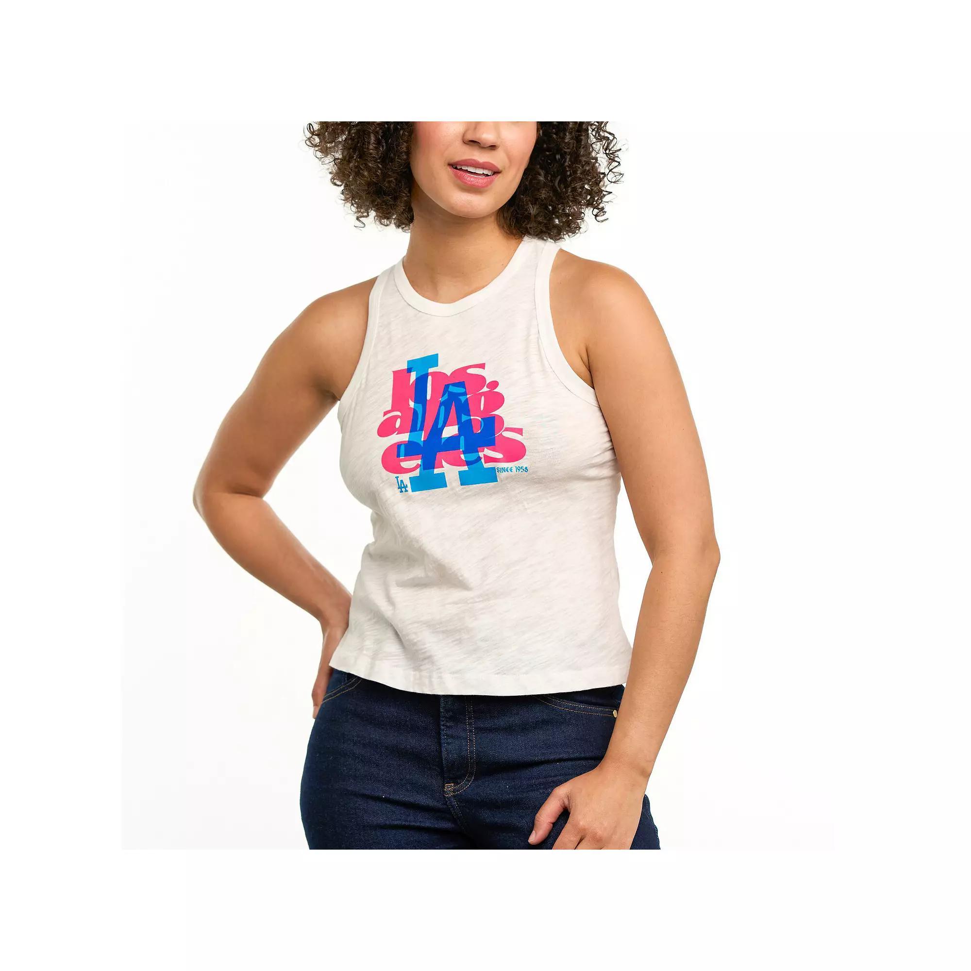 Women's Lusso White Los Angeles Dodgers Lourdes Tank Top, Size: XL Product Image