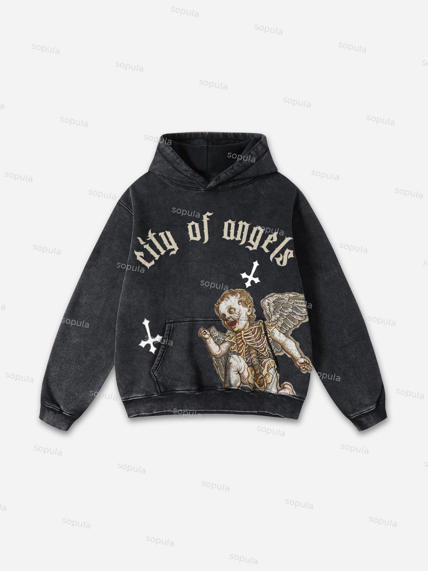 Vintage Spider Graphic Acid Washed Oversized Hoodie Product Image