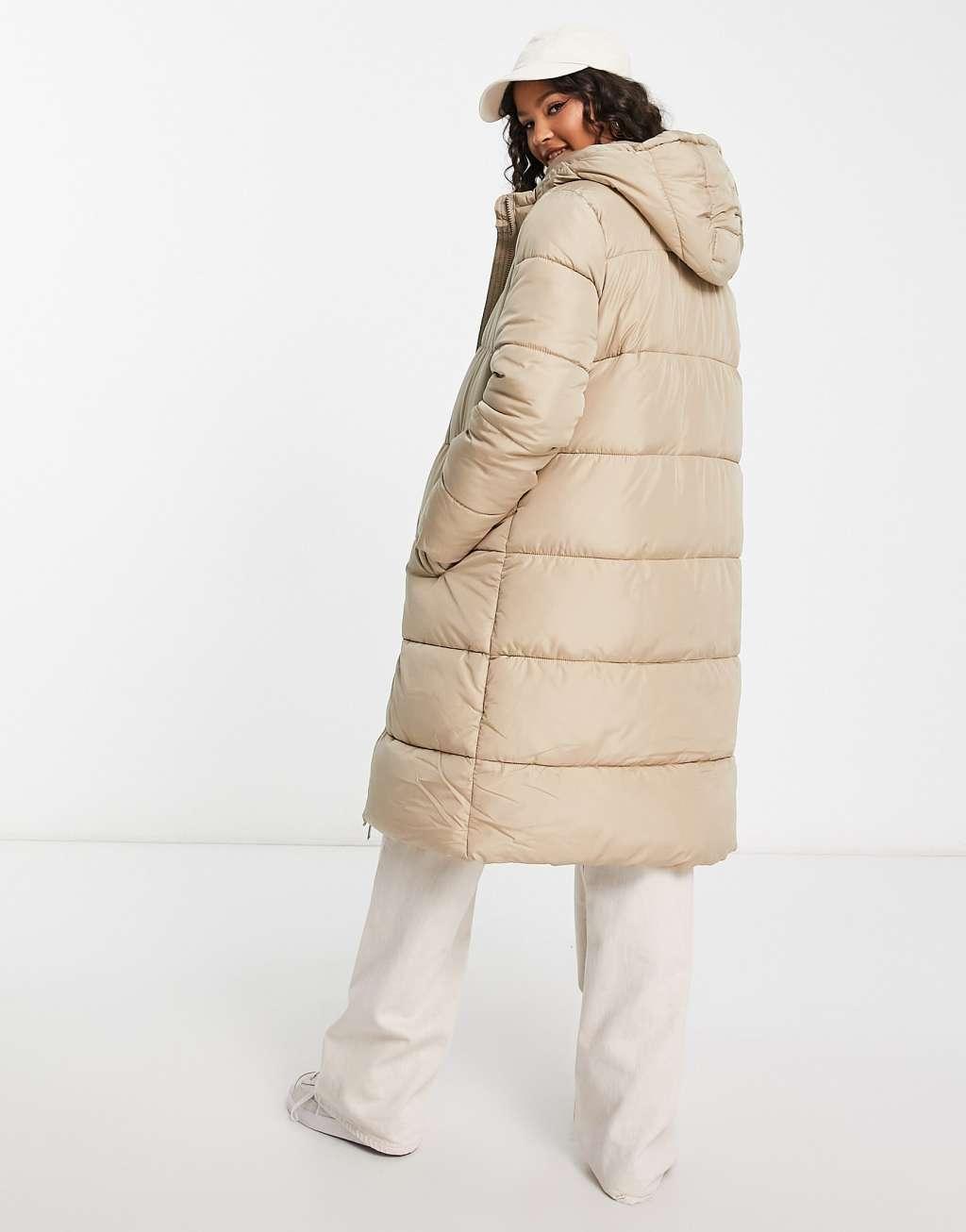 Pieces longline padded coat with hood Product Image