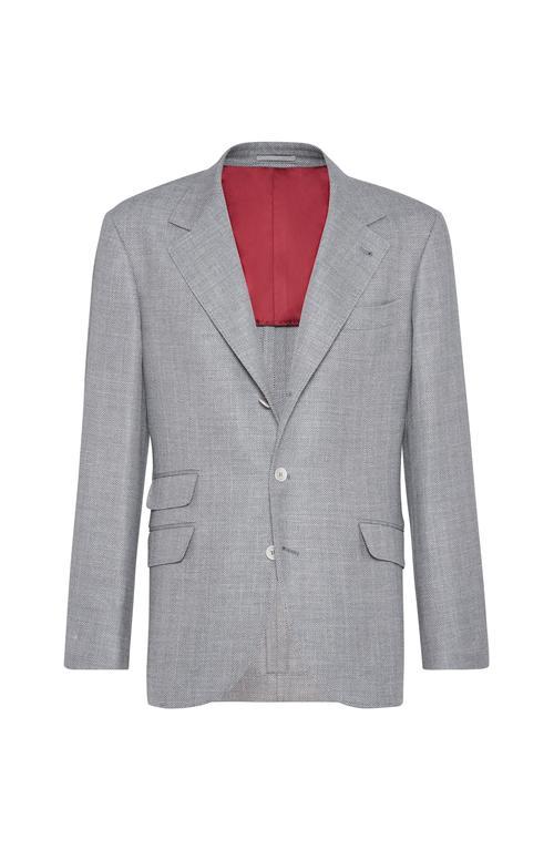BRUNELLO CUCINELLI Comfort Wool-silk-linen Deconstructed Cavallo Blazer In Grey Product Image