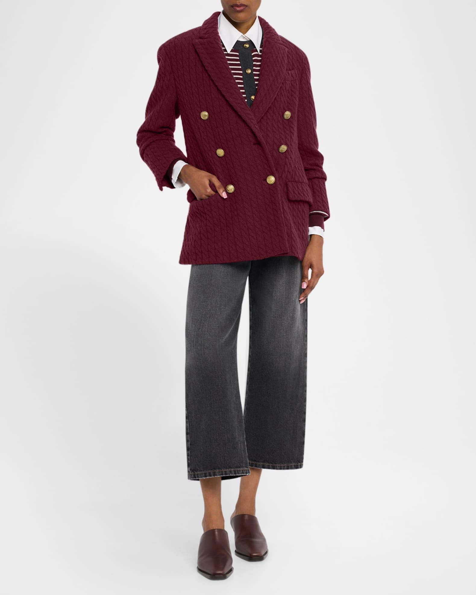 Cashmere Cable Knit Double-Breasted Blazer Product Image