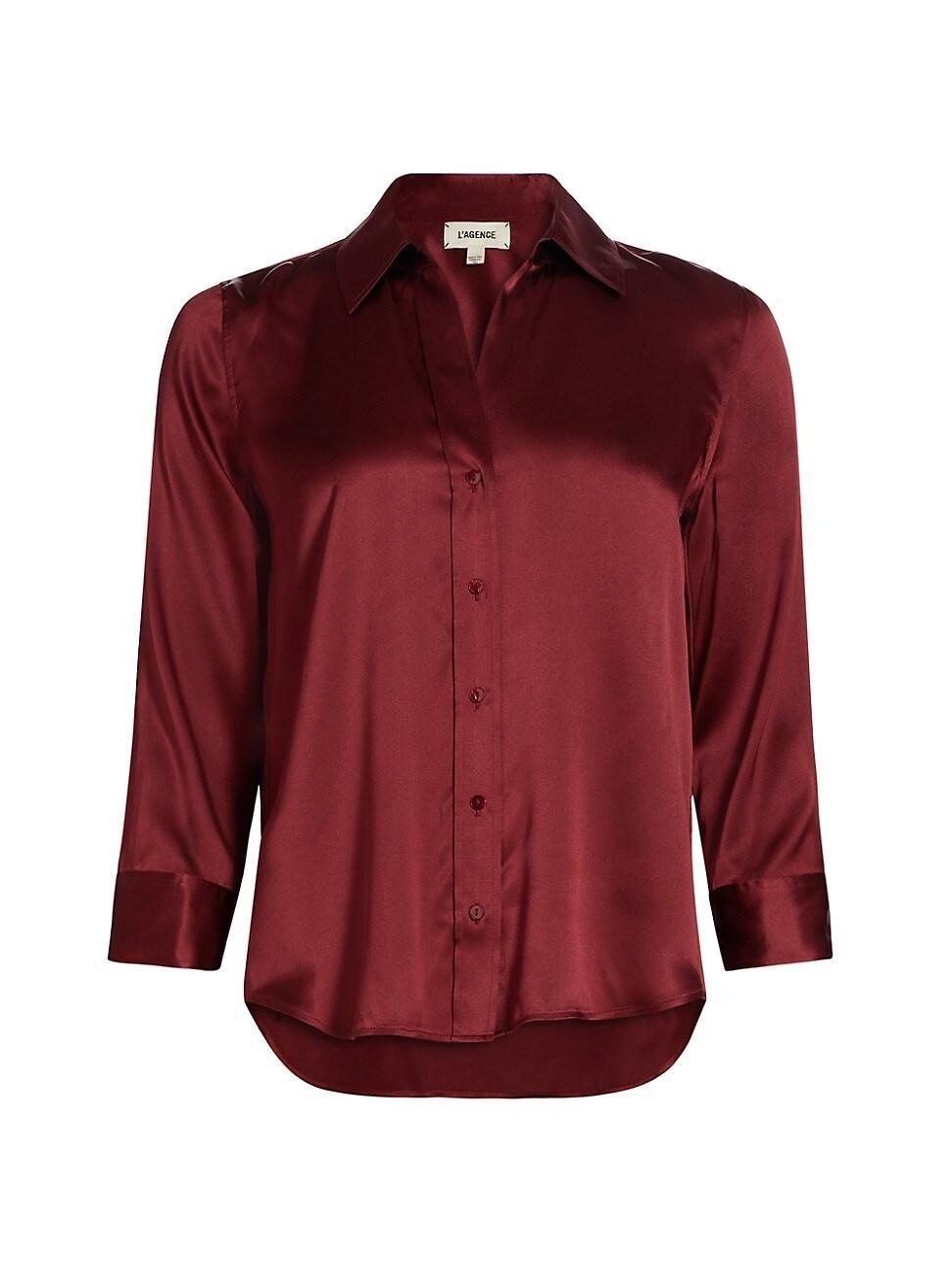 Womens Dani Three-Quarter Sleeve Silk Shirt Product Image