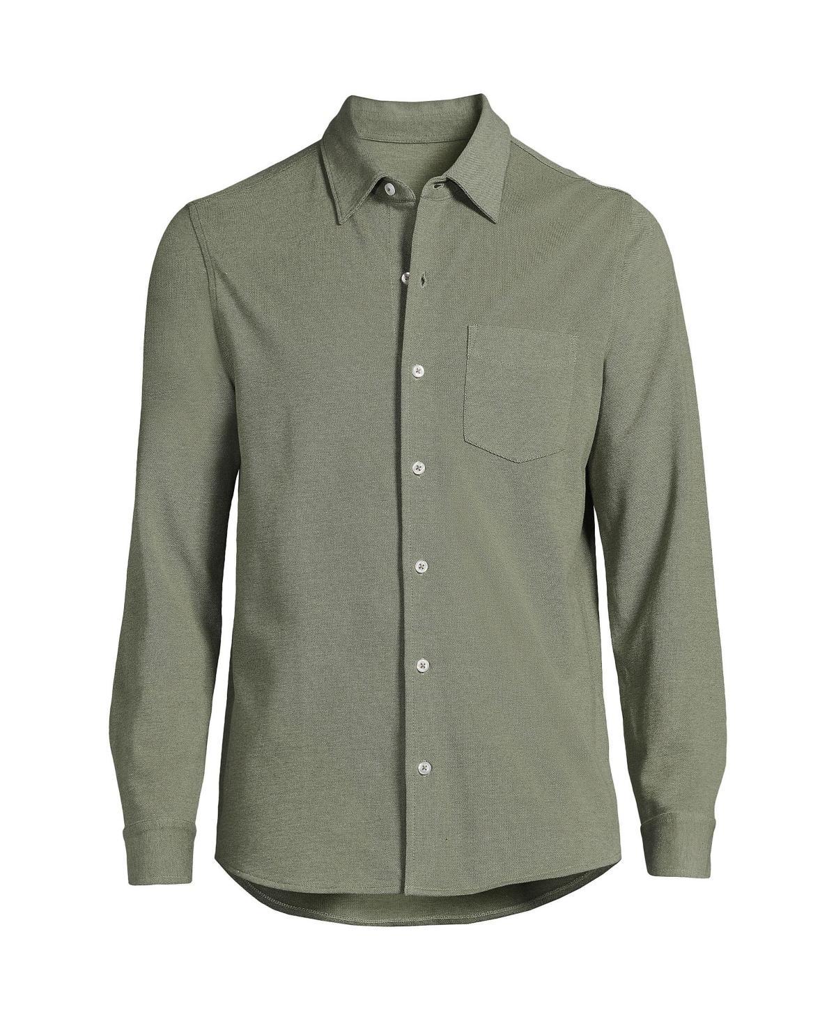 Lands End Mens Long Sleeve Texture Knit Button Up Shirt Product Image