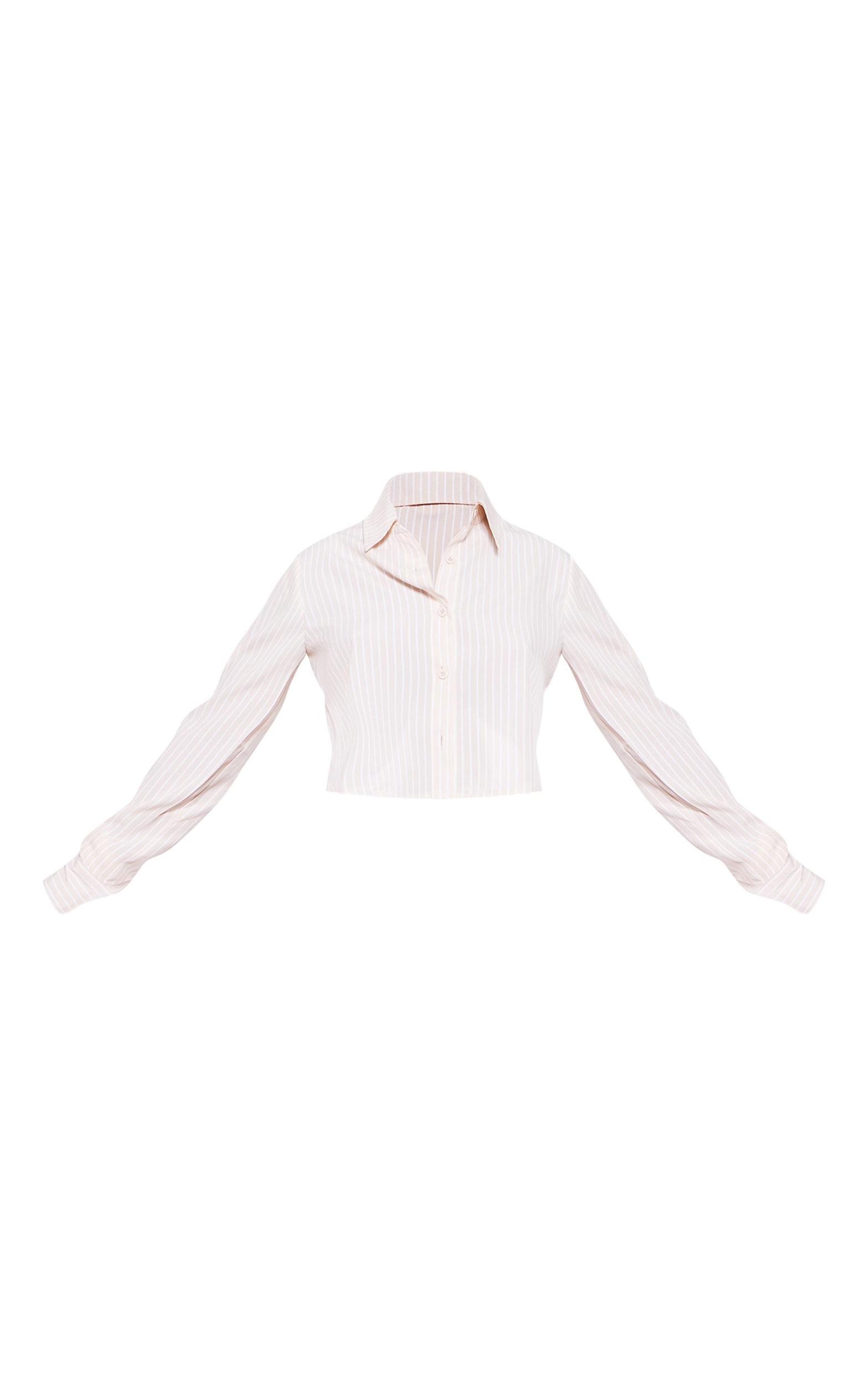 Stone Cross Back Stripe Cropped Shirt Product Image