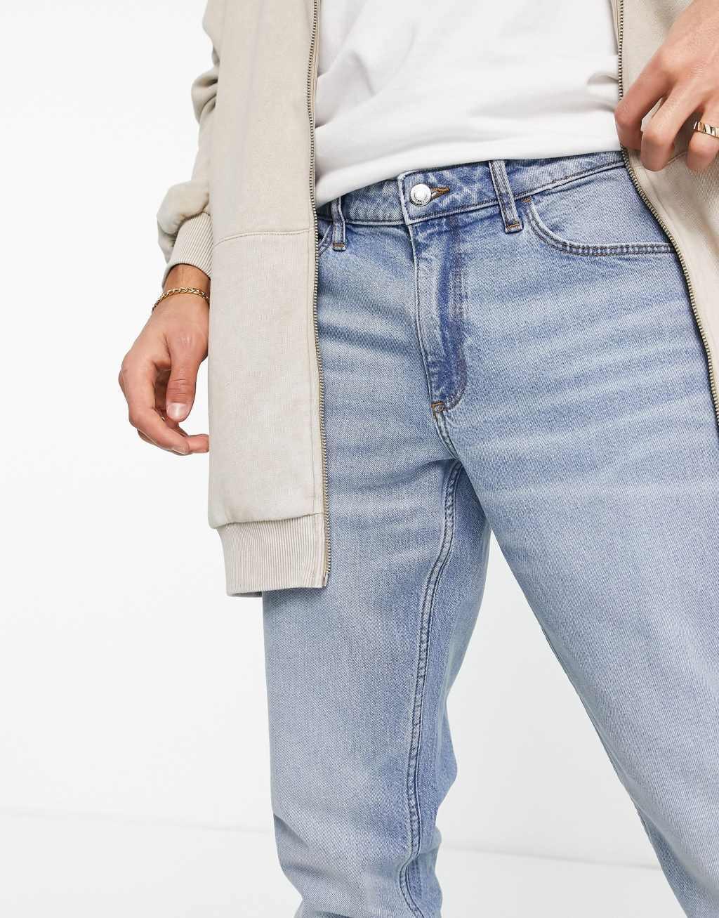 ASOS DESIGN stretch slim jeans in vintage light wash blue  Product Image