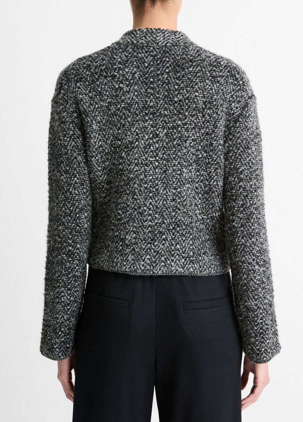 Womens Herringbone Wool-Blend Cardigan Jacket, Black/off White Combo, Size XXS Vince Product Image