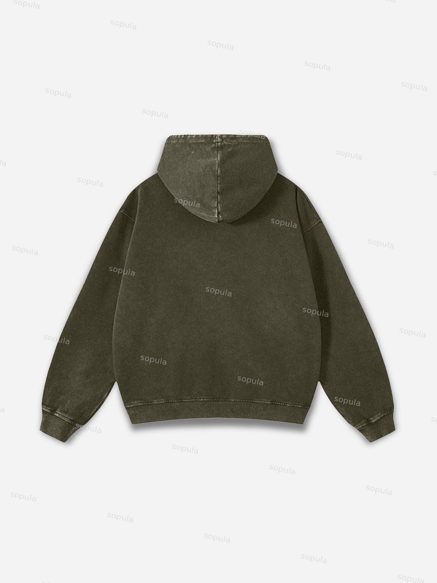 Sopula Relaxed Vintage Graphic Casual Street Washed Hoodie Product Image
