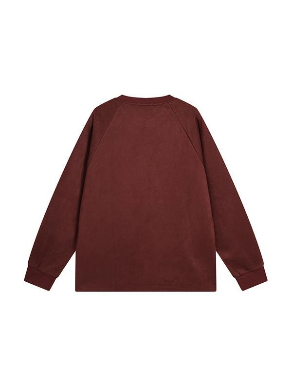 Men's Suede Letter Print Piping Sweatshirt Product Image