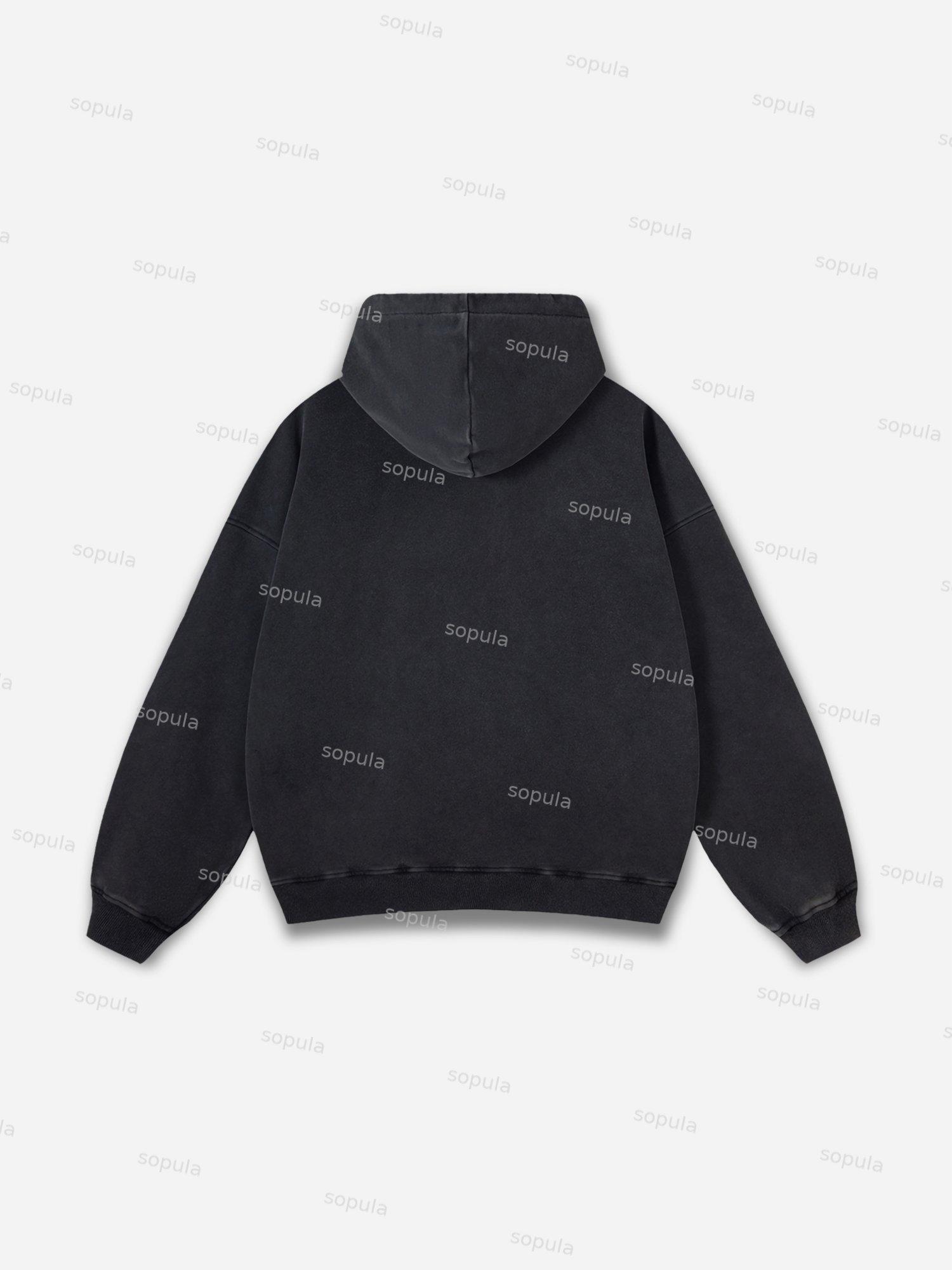 Blurred Network Portrait Graphic Washed Hoodie Product Image