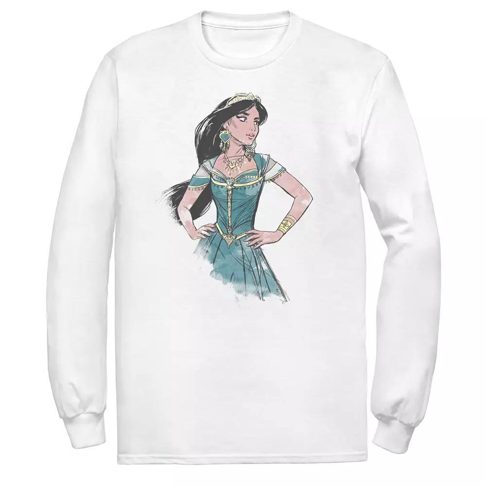Disney's Aladdin Men's Jasmine Portrait Long Sleeve Graphic Tee, Size: Large, White Product Image