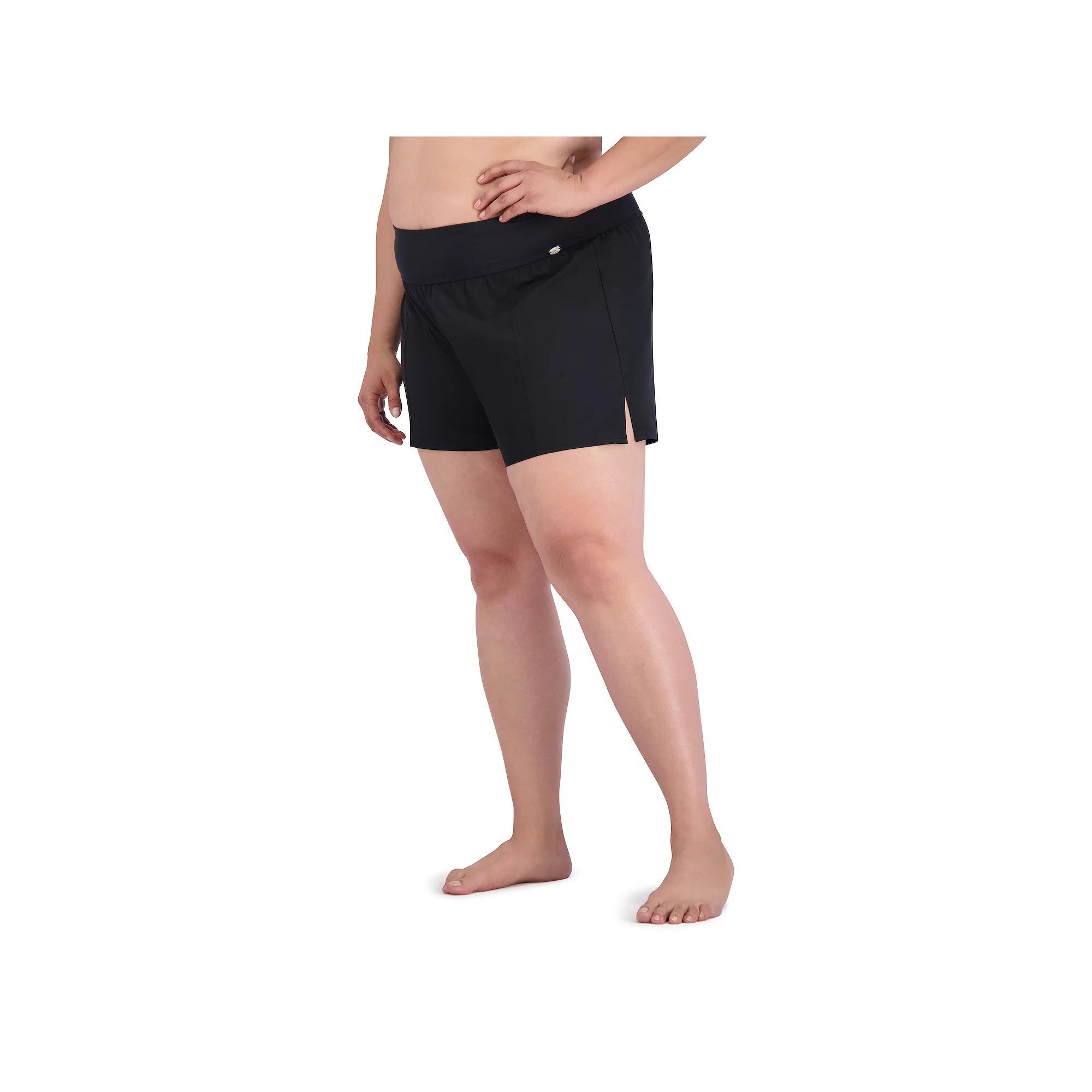 Plus Size ZeroXposur UPF 30+ High-Waisted Swim Shorts, Women's, Size: 3XL, Liquorice Product Image