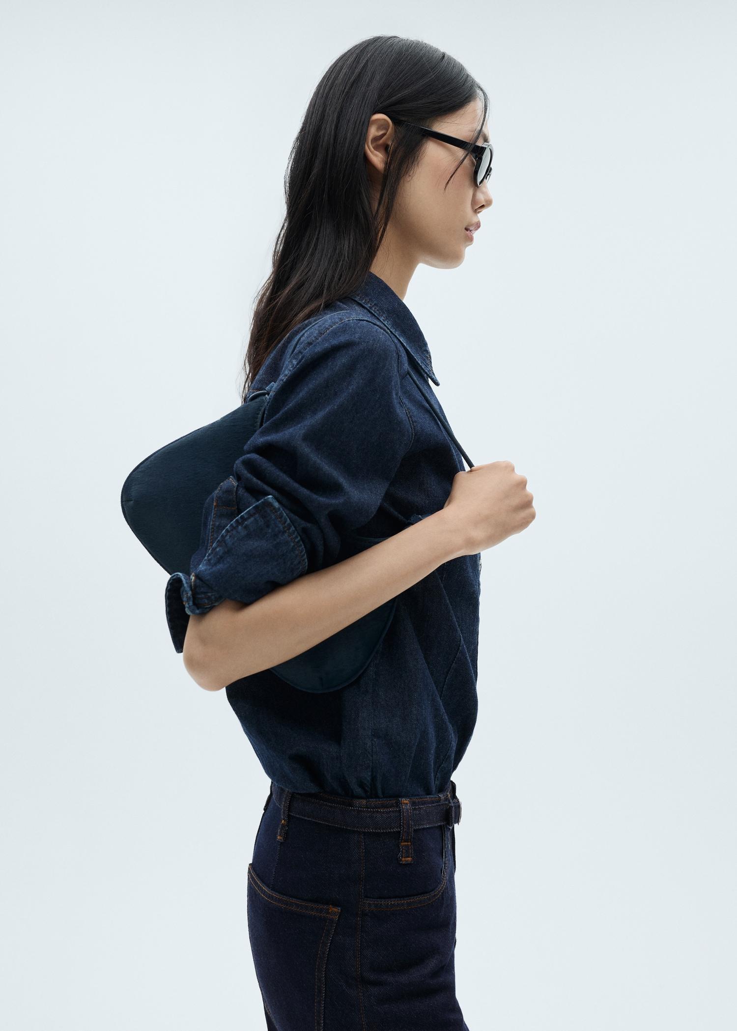 Rinse-wash wideleg jeans with belt - Women | MANGO USA Product Image