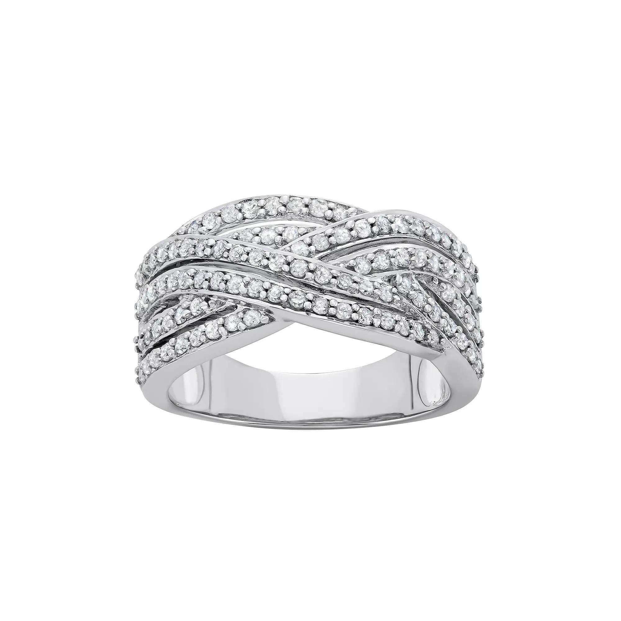 10k White Gold 3/4 Carat T.W. Diamond Band Ring, Women's, Size: 7 Product Image