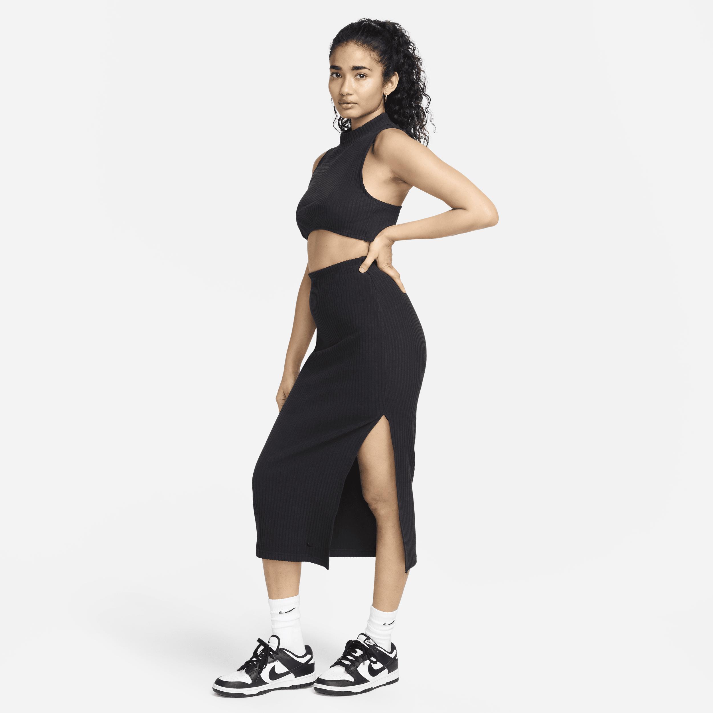 Nike Womens Nike Chill Knit Rib Skirt - Womens Black/Black Product Image