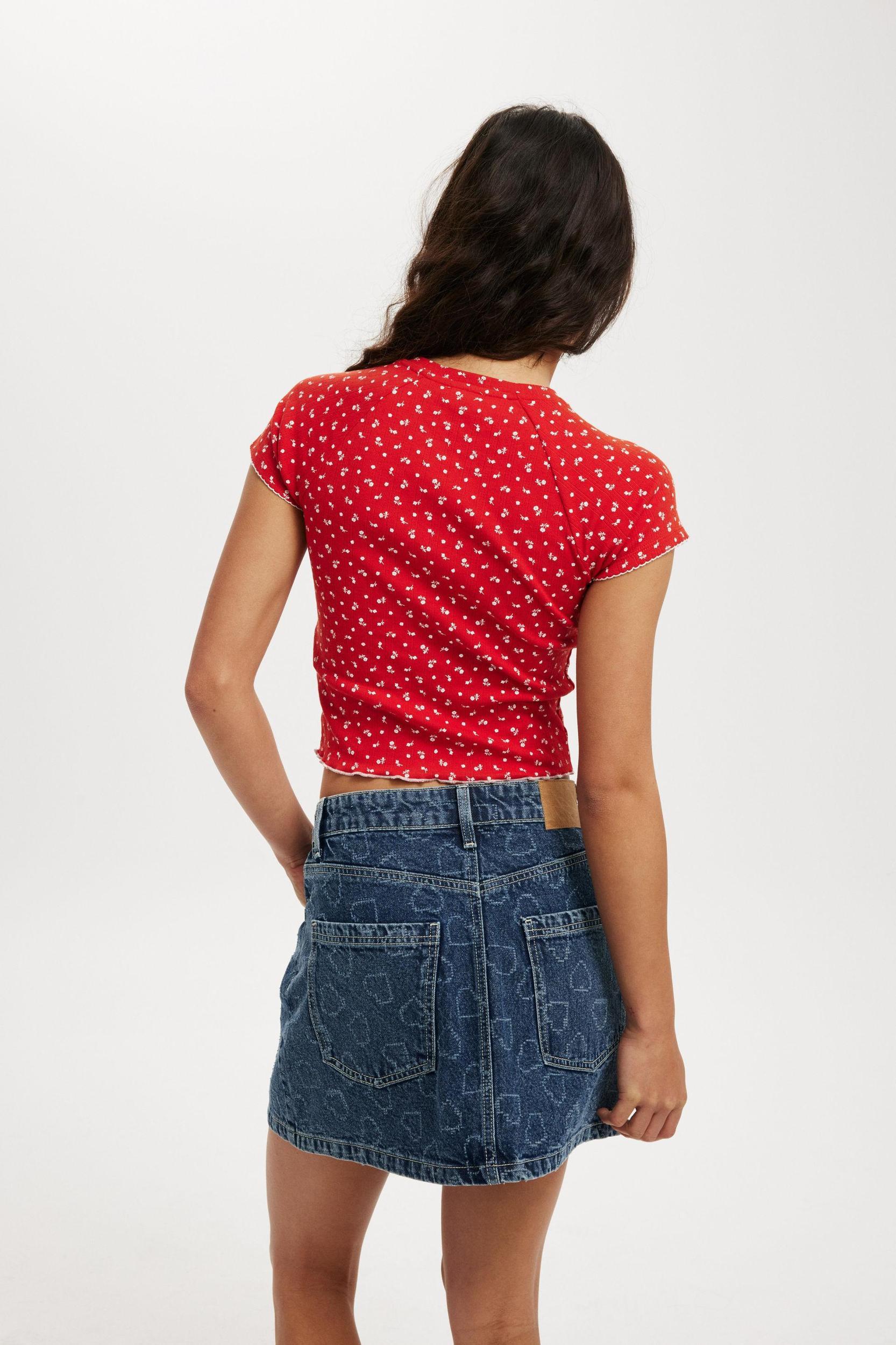 Scarlet Pointelle Raglan Tee Product Image
