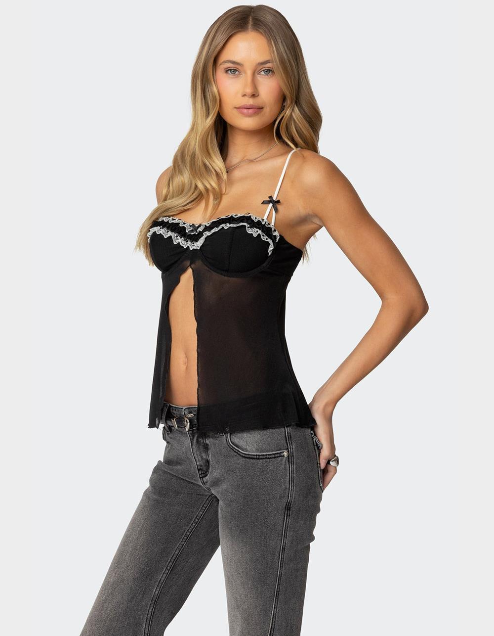 EDIKTED Colton Boot Cut Low Rise Jeans - BLACK Product Image