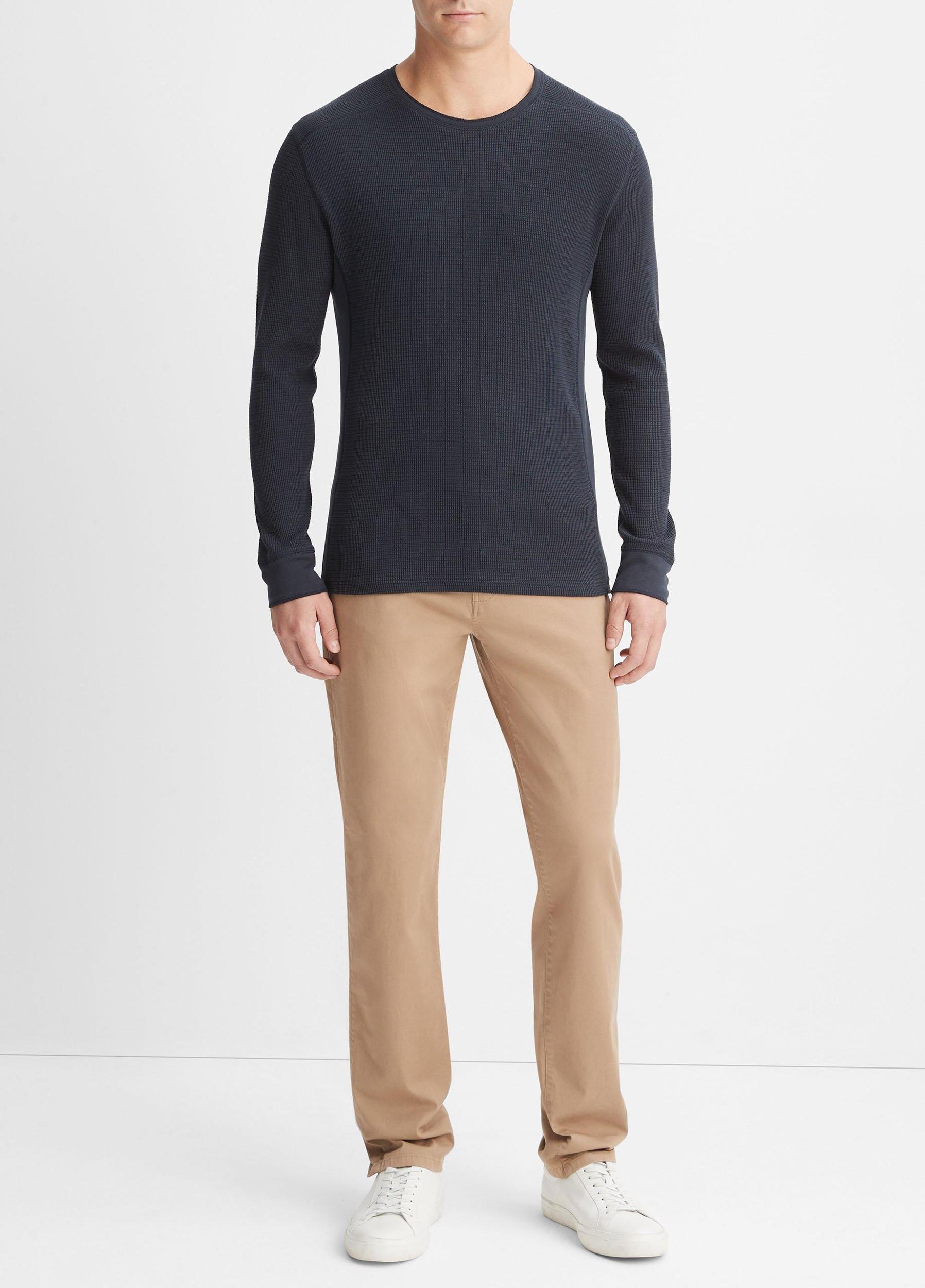 Mens Thermal Long Sleeve Crew Neck Pullover, Black, Size S Vince Product Image