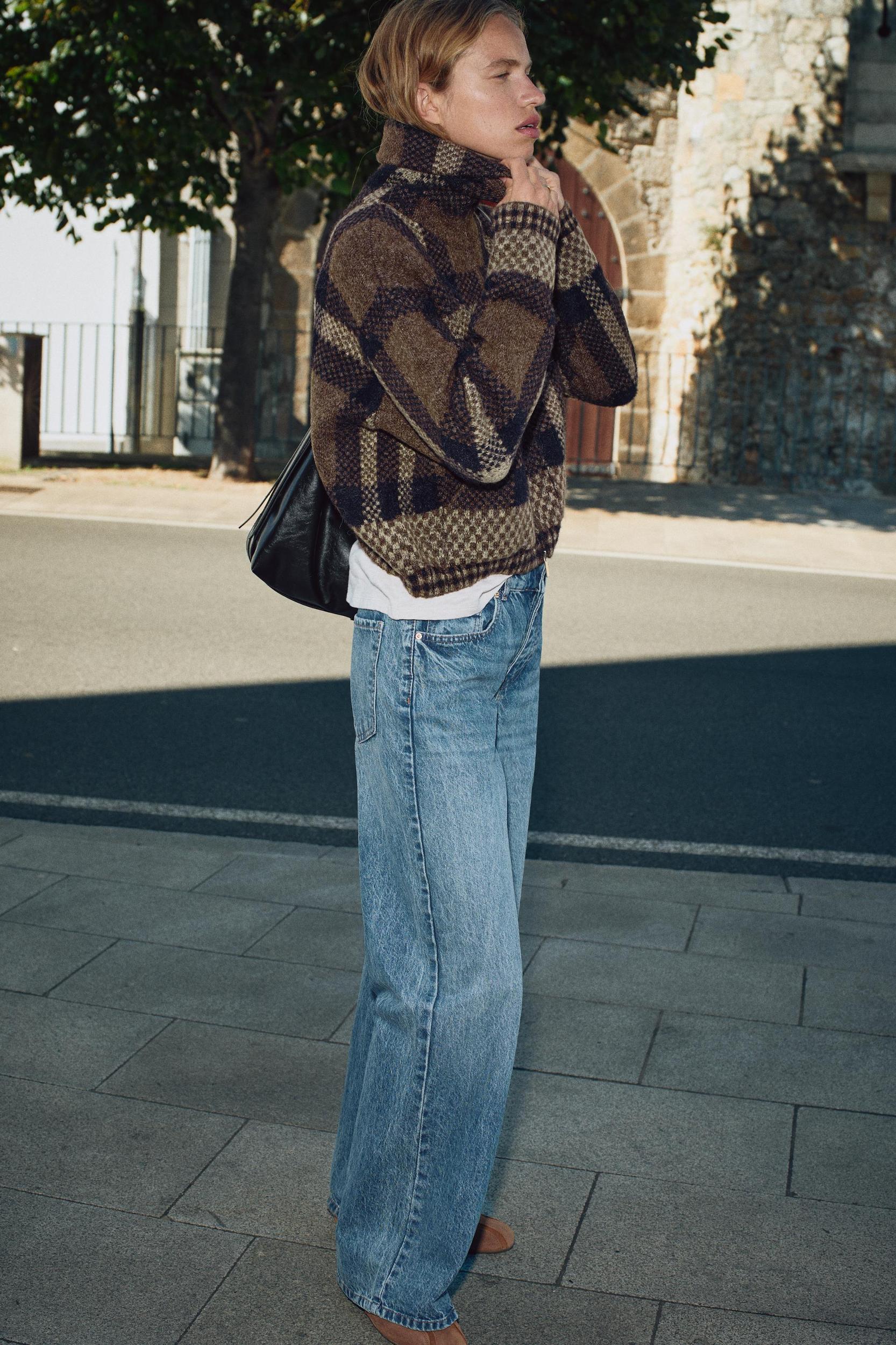CHECKERED KNIT BOMBER JACKET Product Image