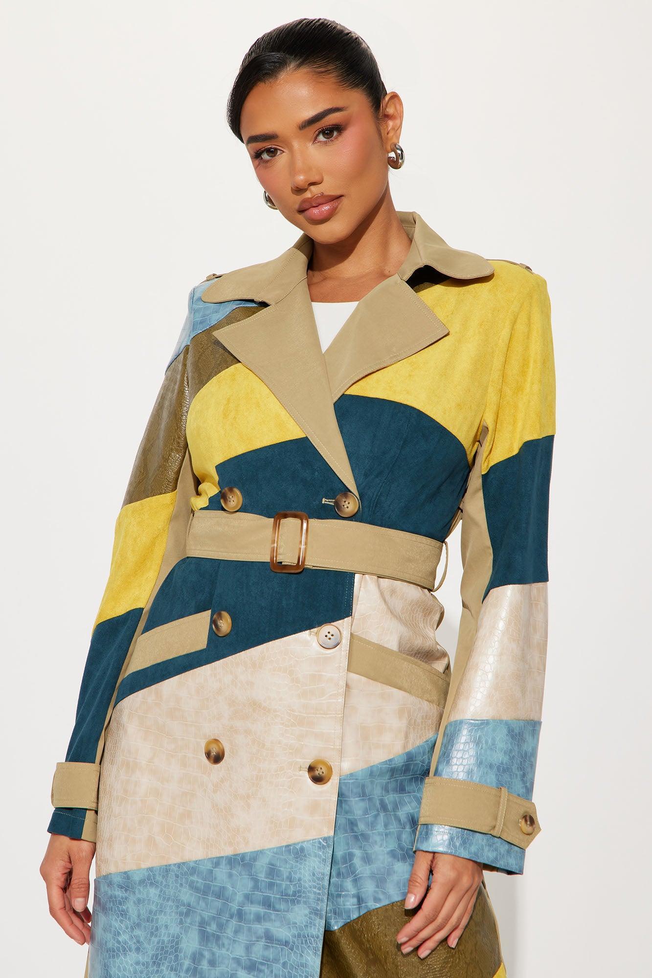 Venom Vibes Faux Leather & Suede Jacket - Teal/combo Product Image