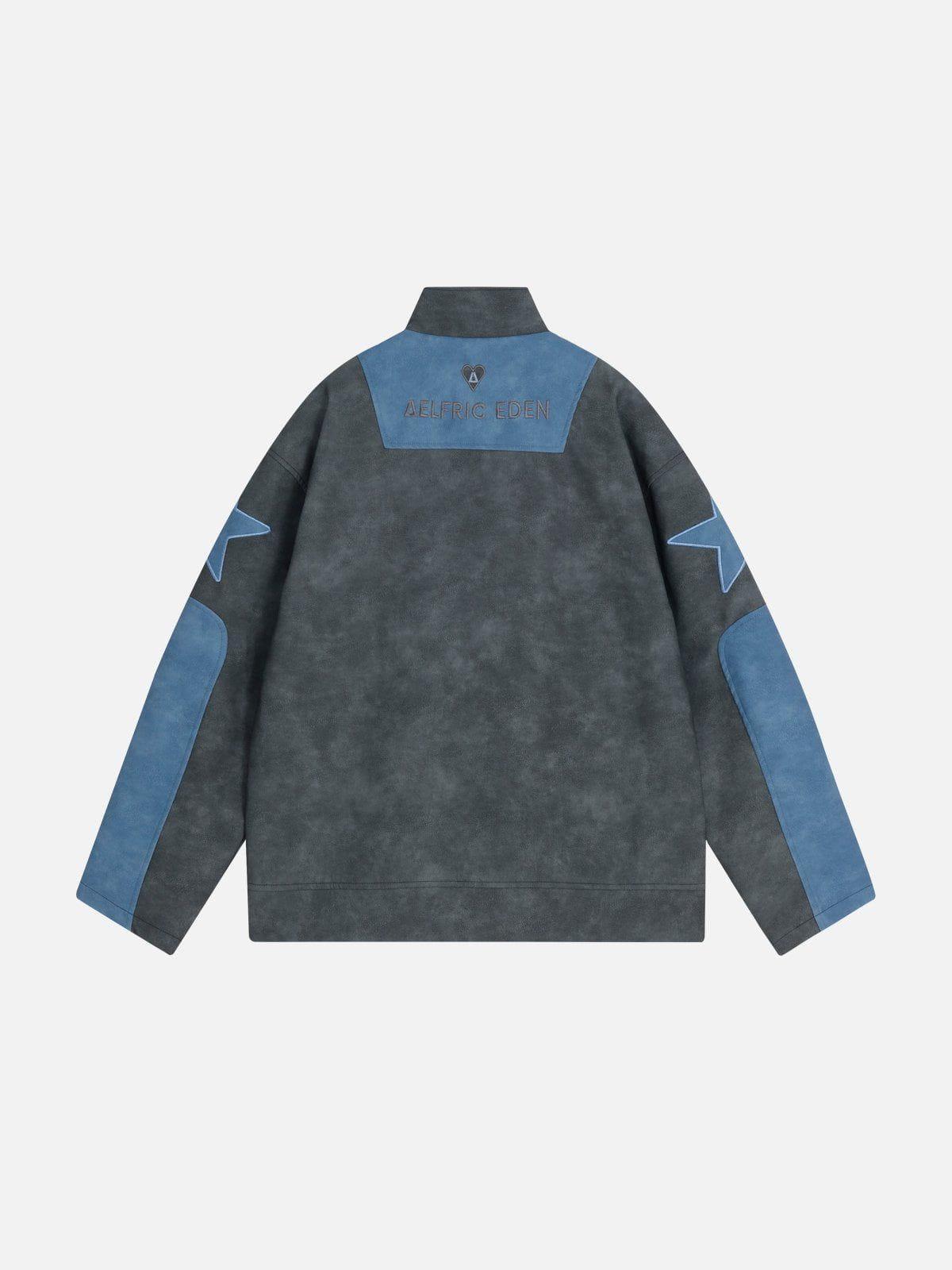 Aelfric Eden Embroidery Star Cropped Racing Jacket Product Image