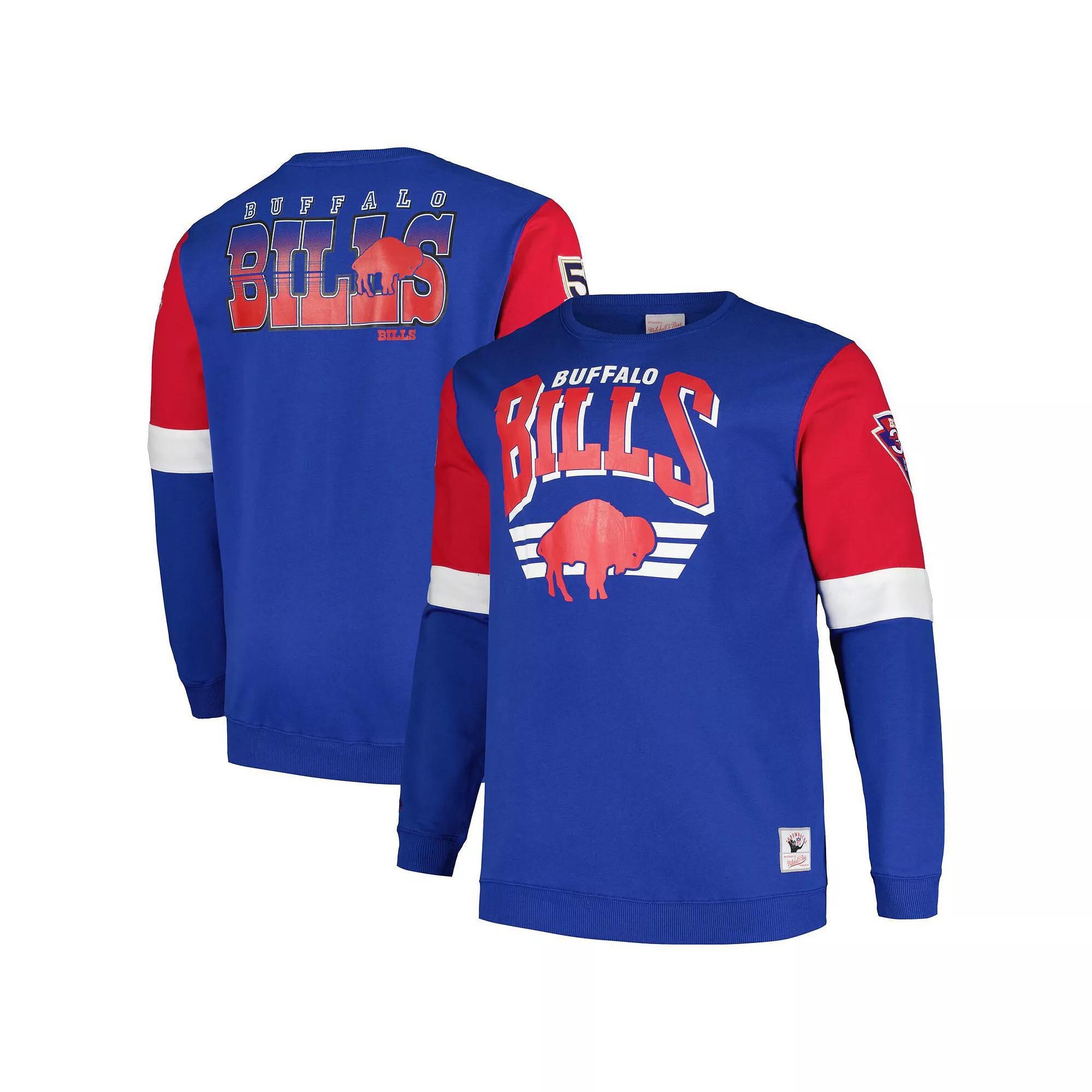 Men's Mitchell & Ness Royal Buffalo Bills Big & Tall Fleece Pullover Sweatshirt, Size: XLT, Blue Product Image