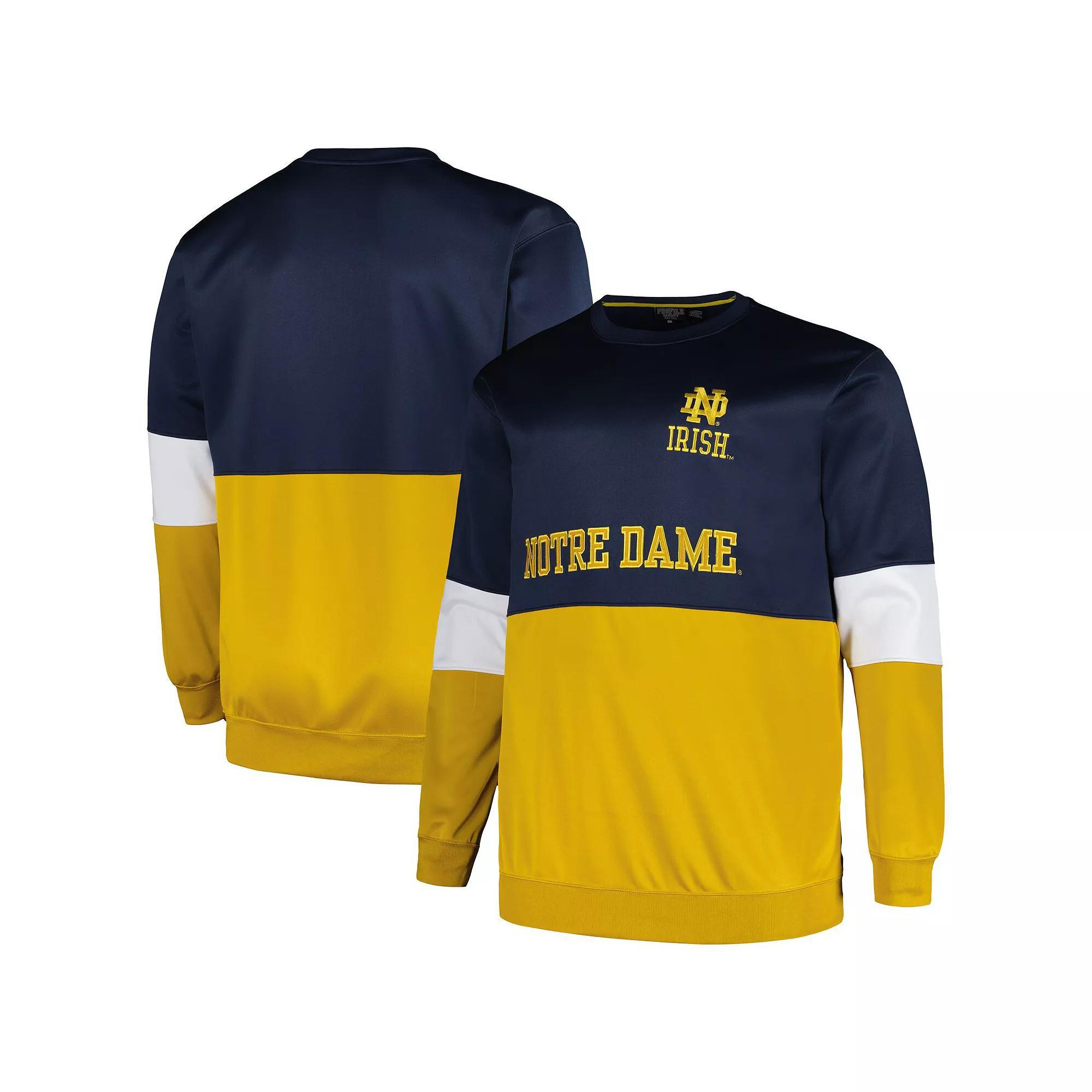 Men's Profile  Navy Notre Dame Fighting Irish Big & Tall Fleece Pullover Sweatshirt, Size: 2XB, Blue Product Image