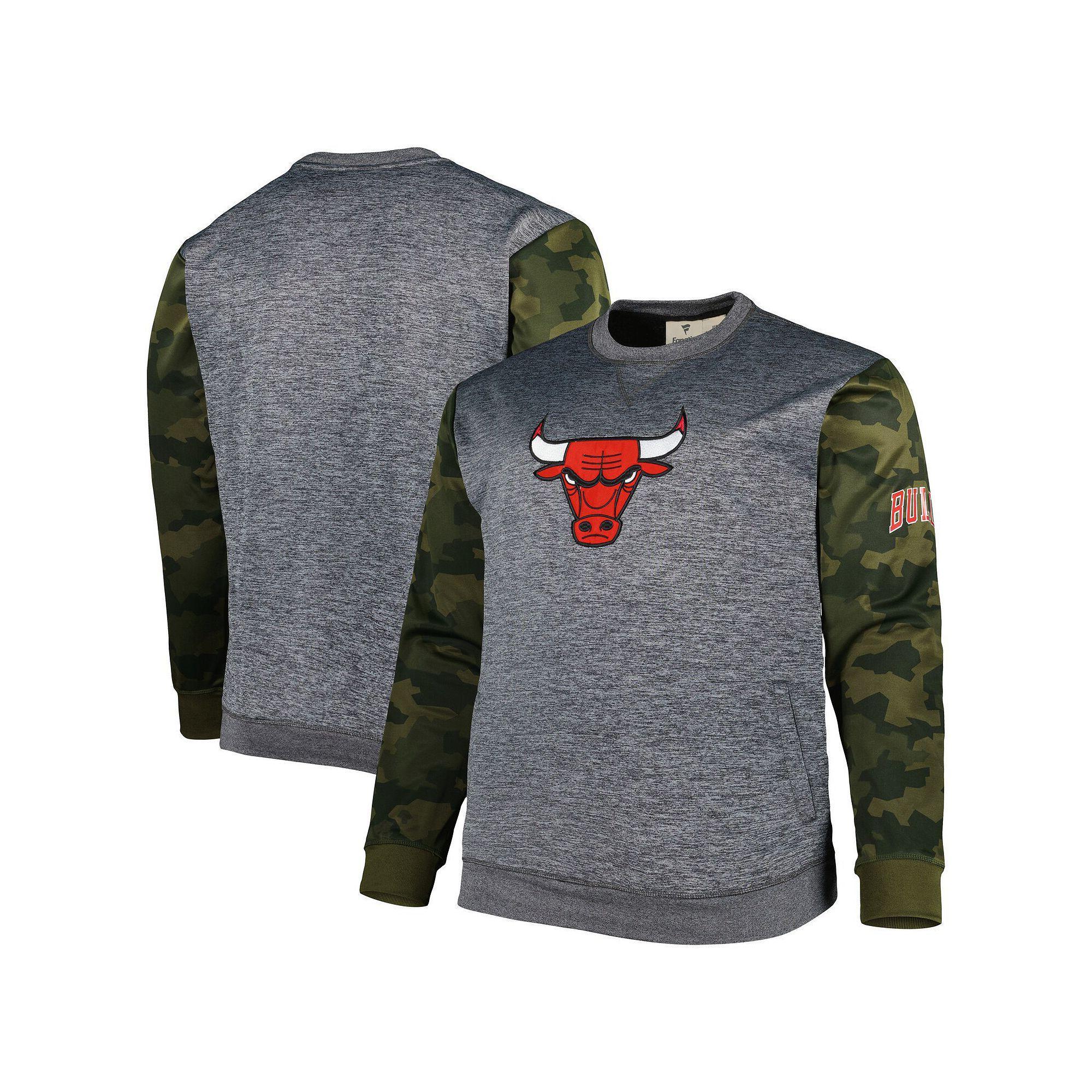 Men's Fanatics Branded Heather Charcoal Chicago Bulls Big & Tall Camo Stitched Sweatshirt, Size: 3XLT Product Image