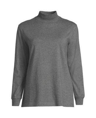 Women's Lands' End Long Sleeve Super T Mockneck Top, Size: Large, Deep  Blue Product Image