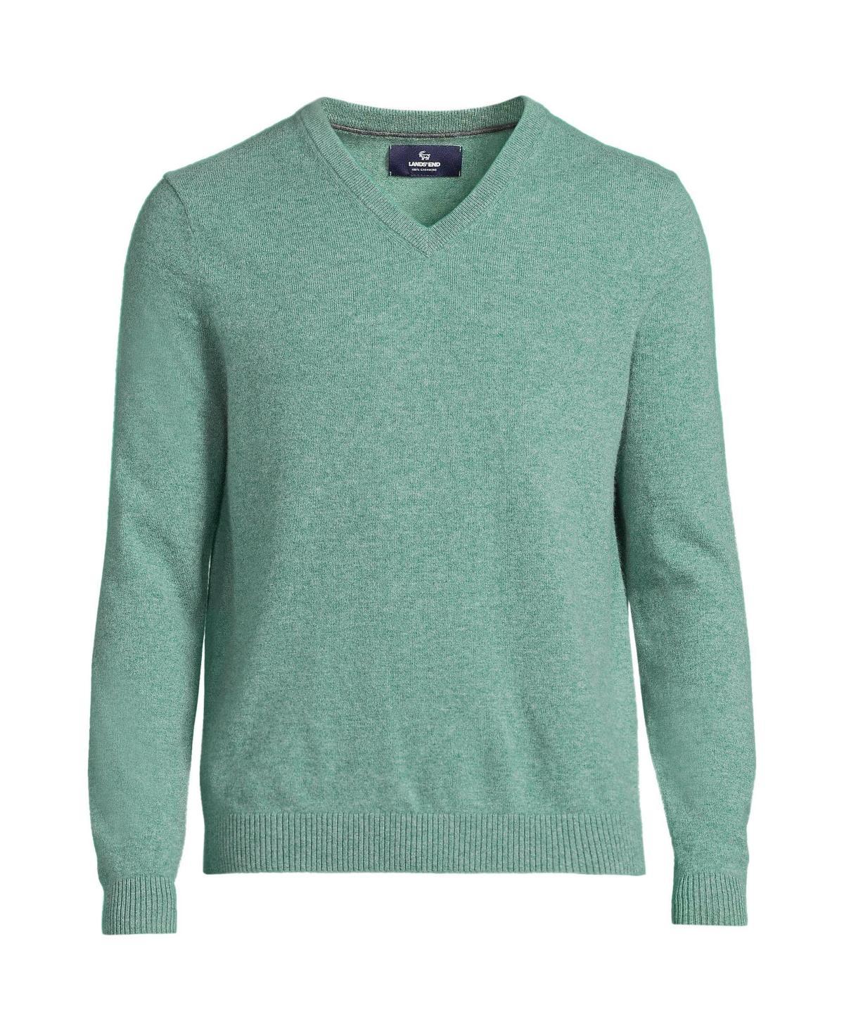 Men's Lands' End Fine-Gauge Cashmere V-neck Sweater, Size: Large, Light Gray Grey Product Image