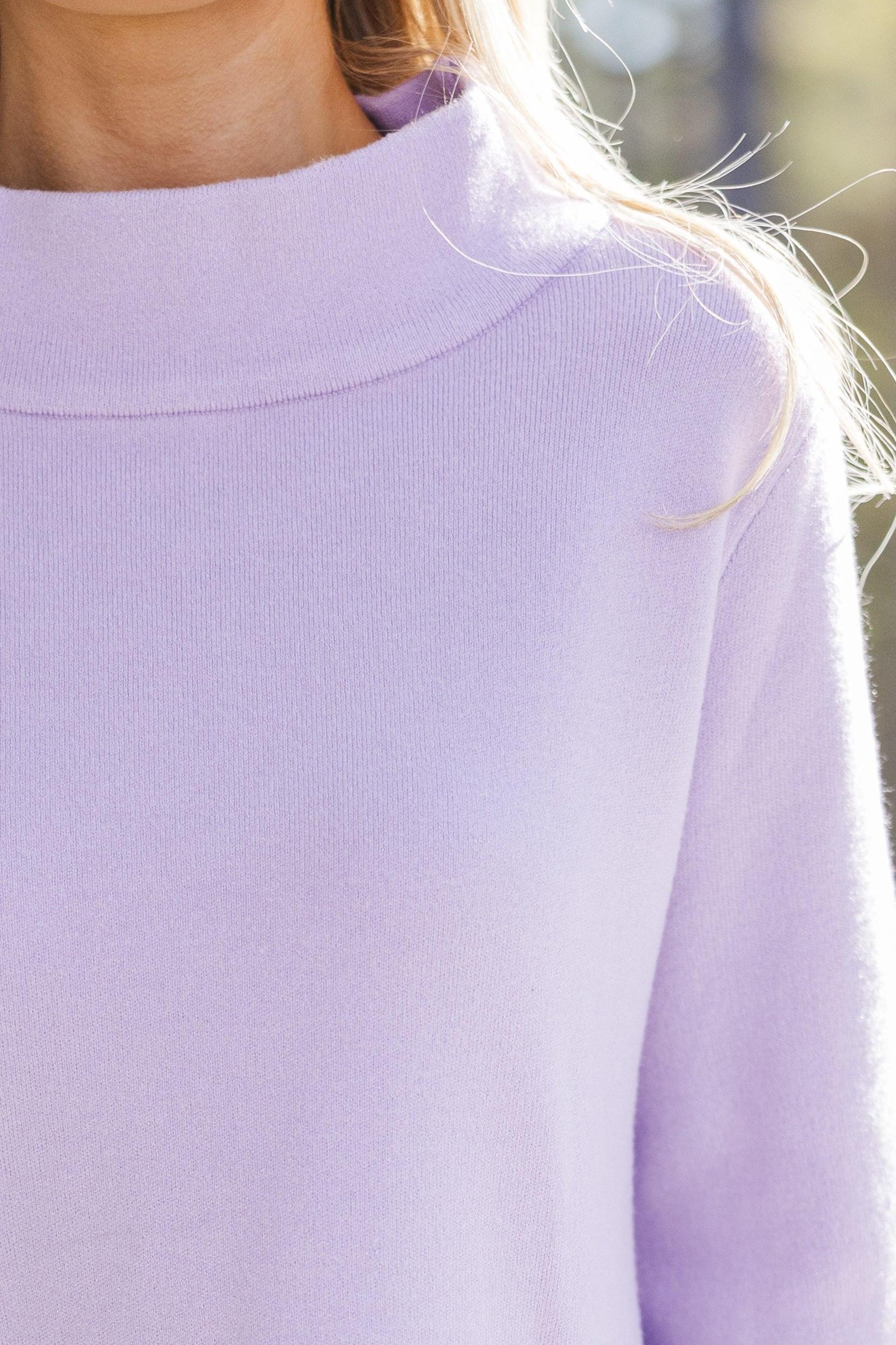 With Ease Lavender Purple Mock Neck Sweater Tunic Female Product Image