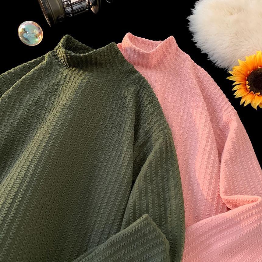 Mock Neck Plain Sweatshirt Product Image