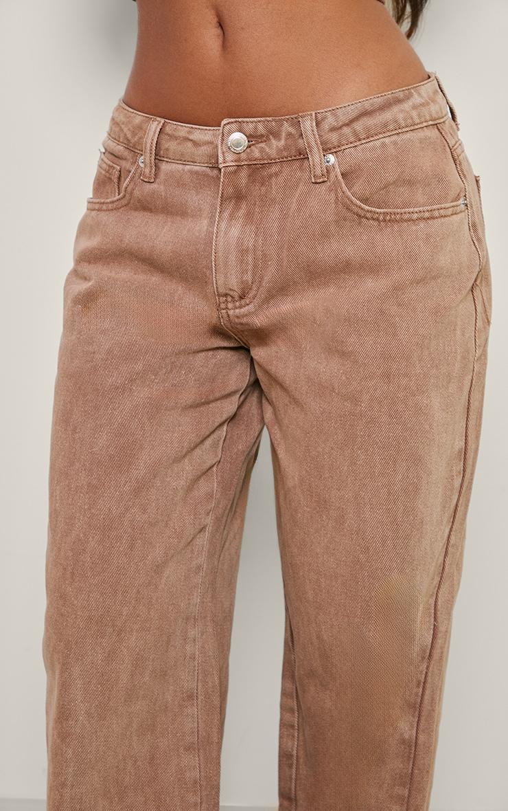 Petite Taupe Washed Low Rise Boyfriend Jeans Product Image