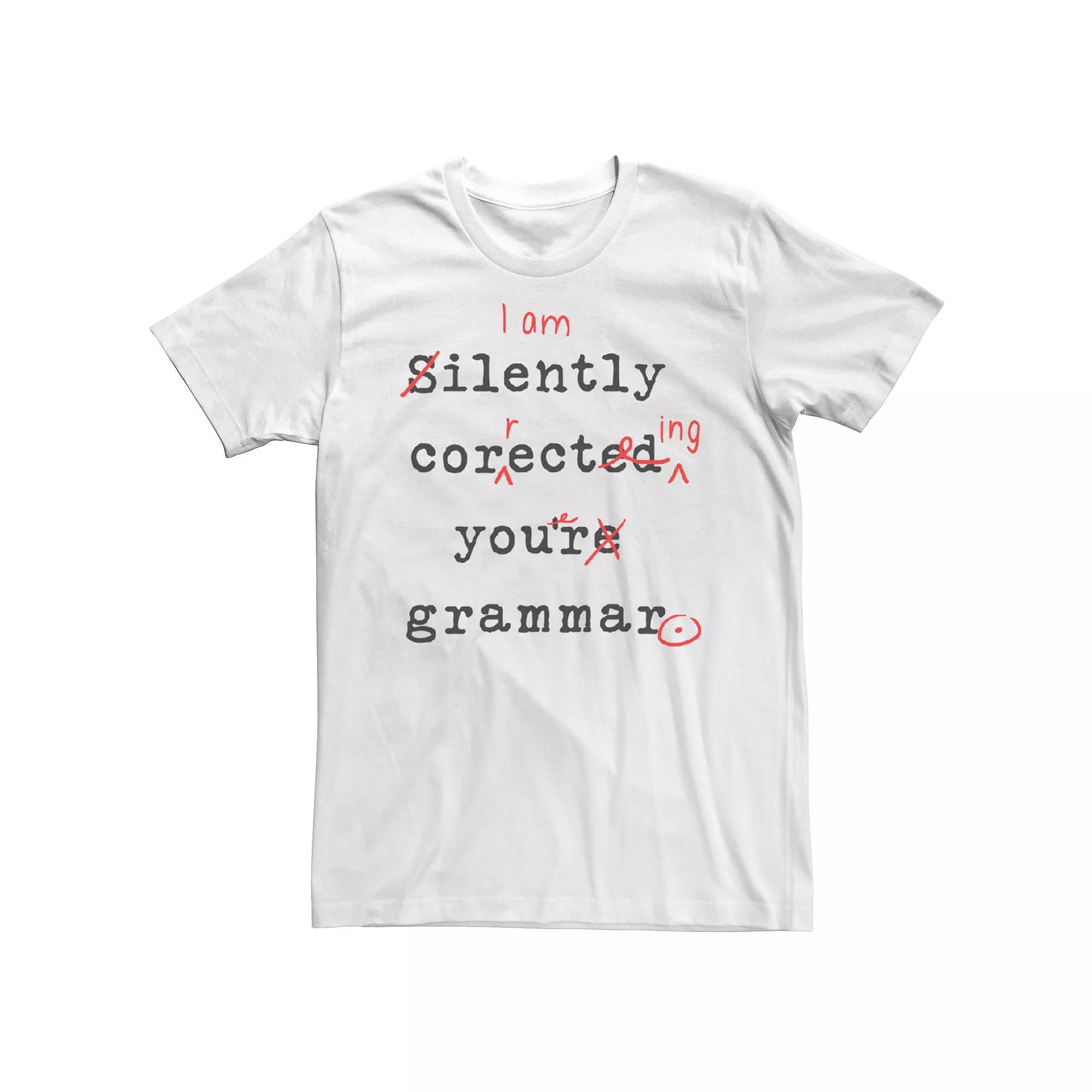 Men's Silently Correcting Your Grammar Tee, Size: Large, White Product Image