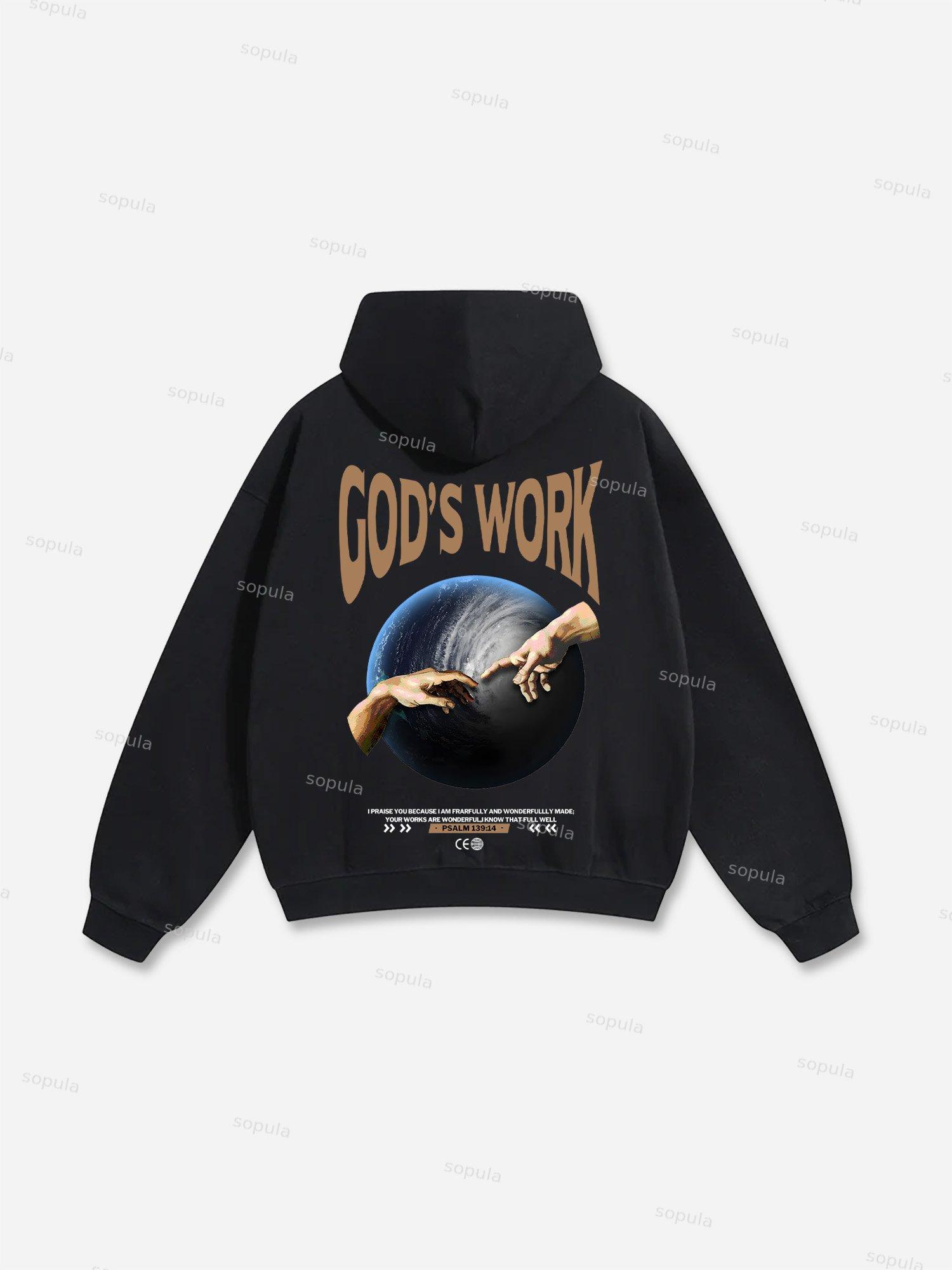 Vintage Boxer Patch Graphic Print Oversized Hoodie Product Image