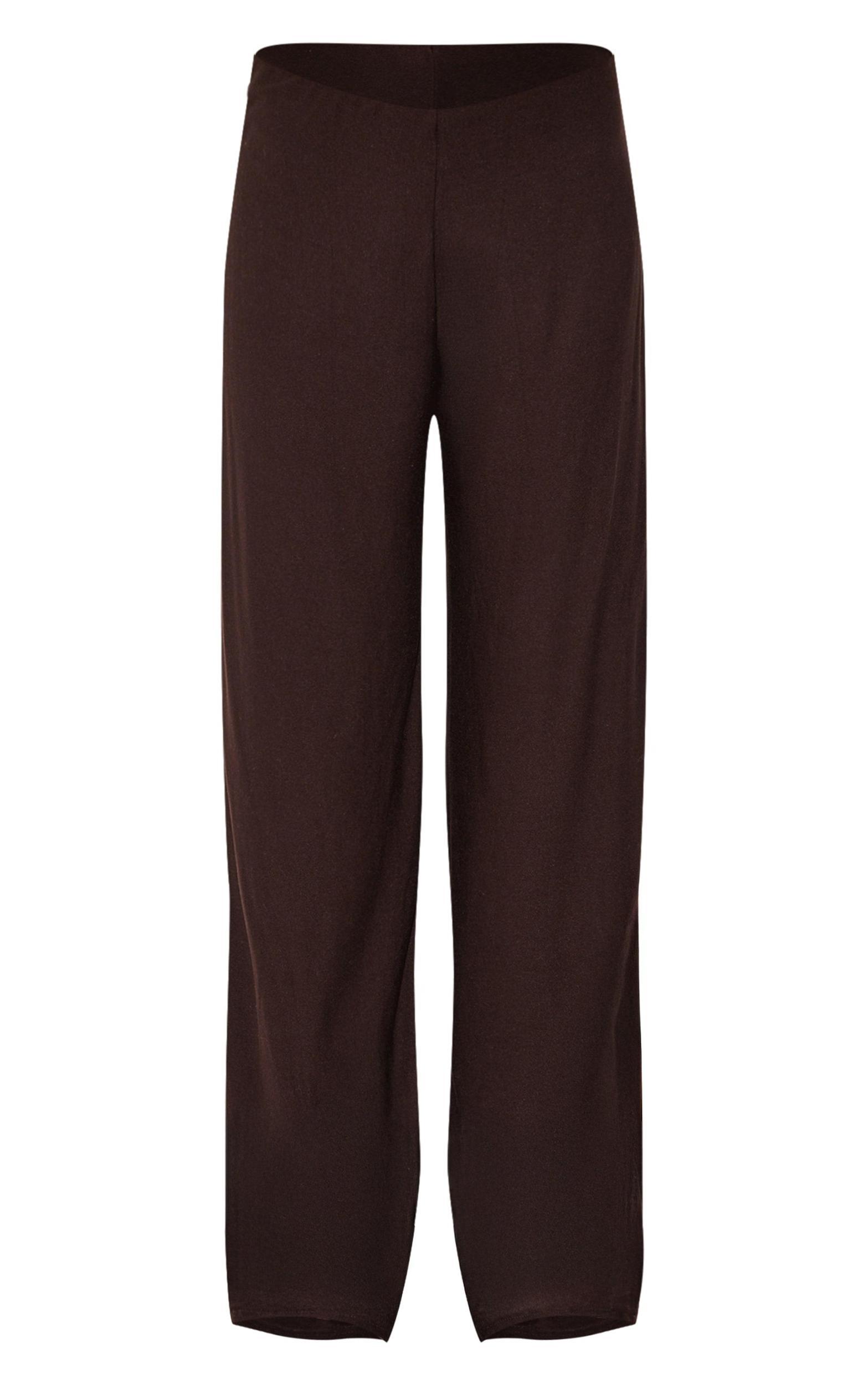 Chocolate Soft Touch Mid Rise Wide Leg Pants Product Image
