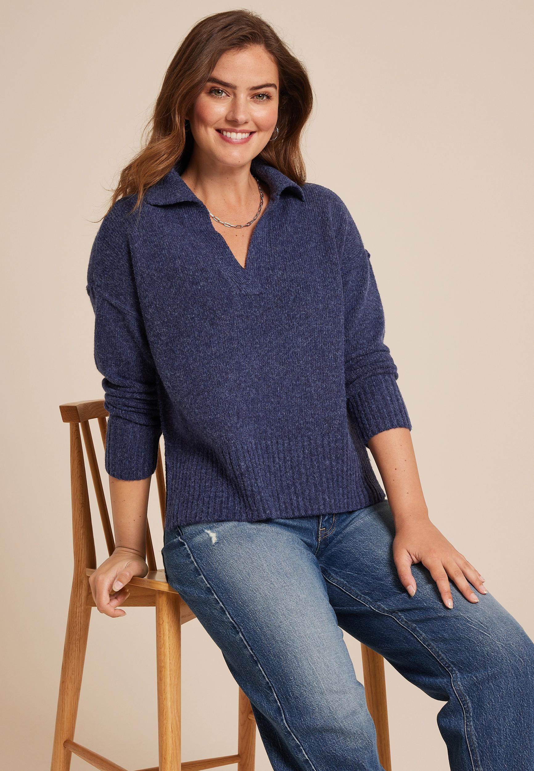 Maurices Womens Cozier Than Cashmere Collared Sweater Gray Size XX Large Product Image