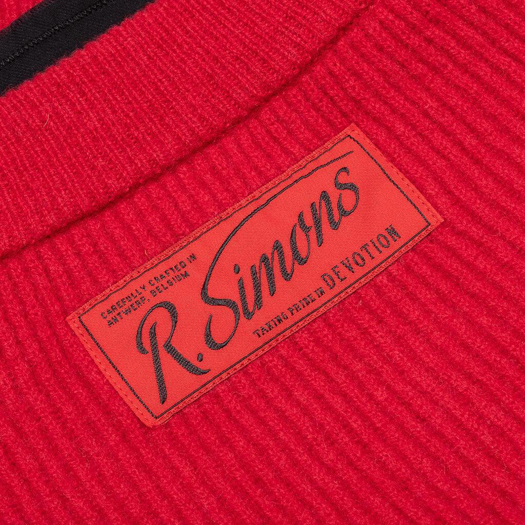 Big Ribbed Knit Cardigan With Fabric Lining - Red Male Product Image