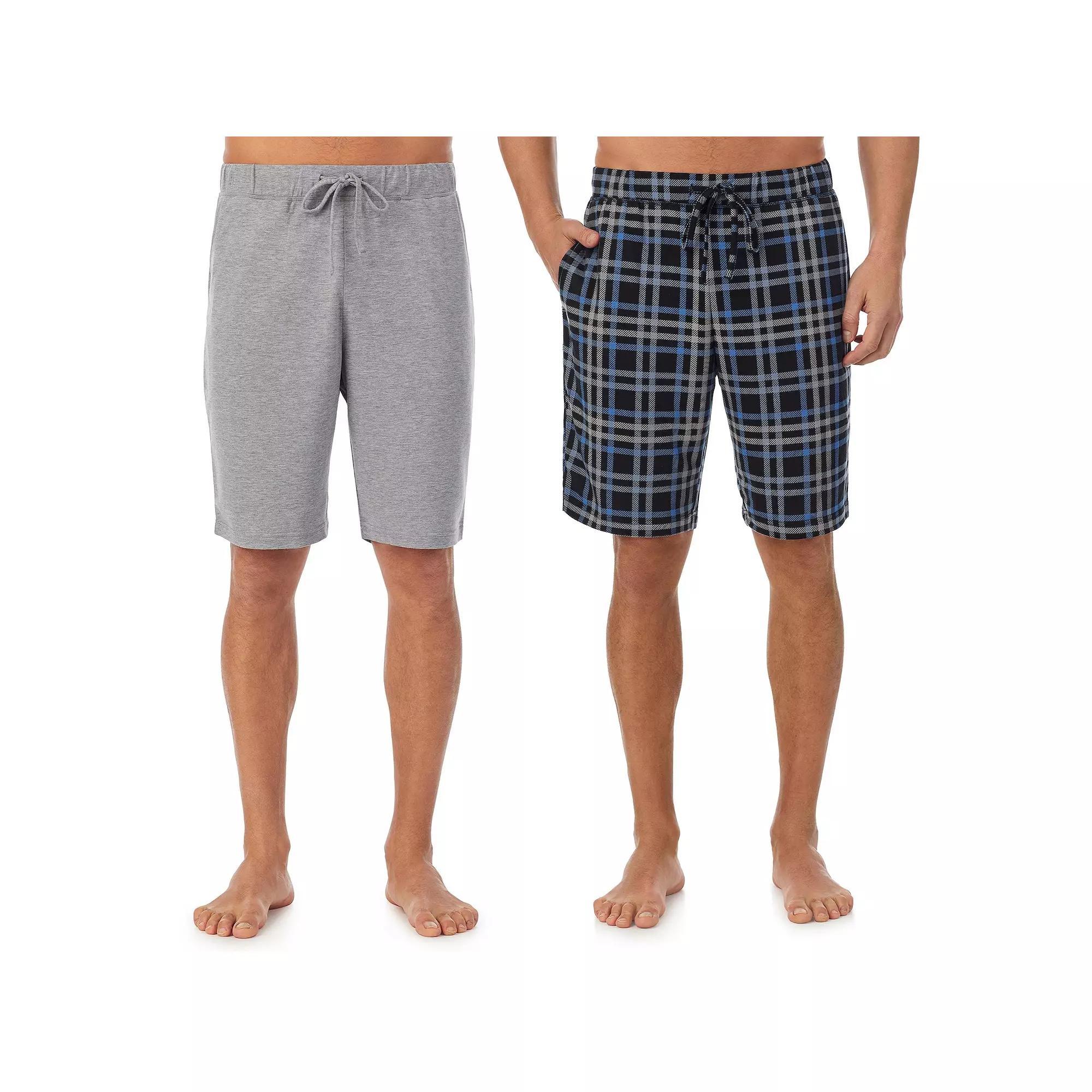 Mens Cuddl Duds 2-Pack French Terry Printed Pajama Shorts Set Grey Green Product Image