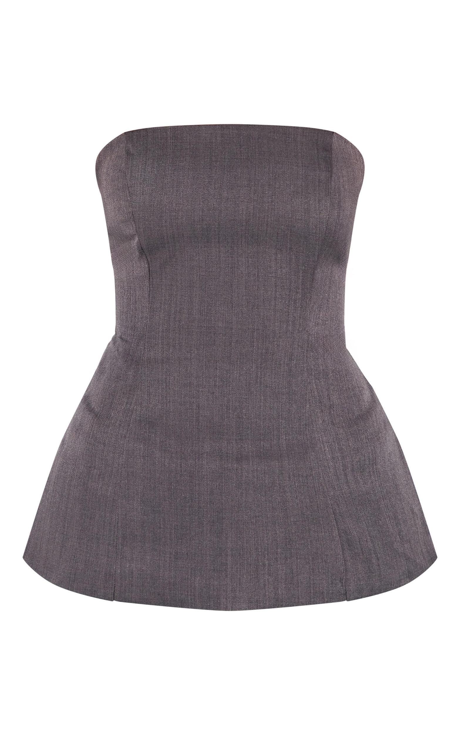 Petite Charcoal Woven Tailored Bandeau Top Product Image