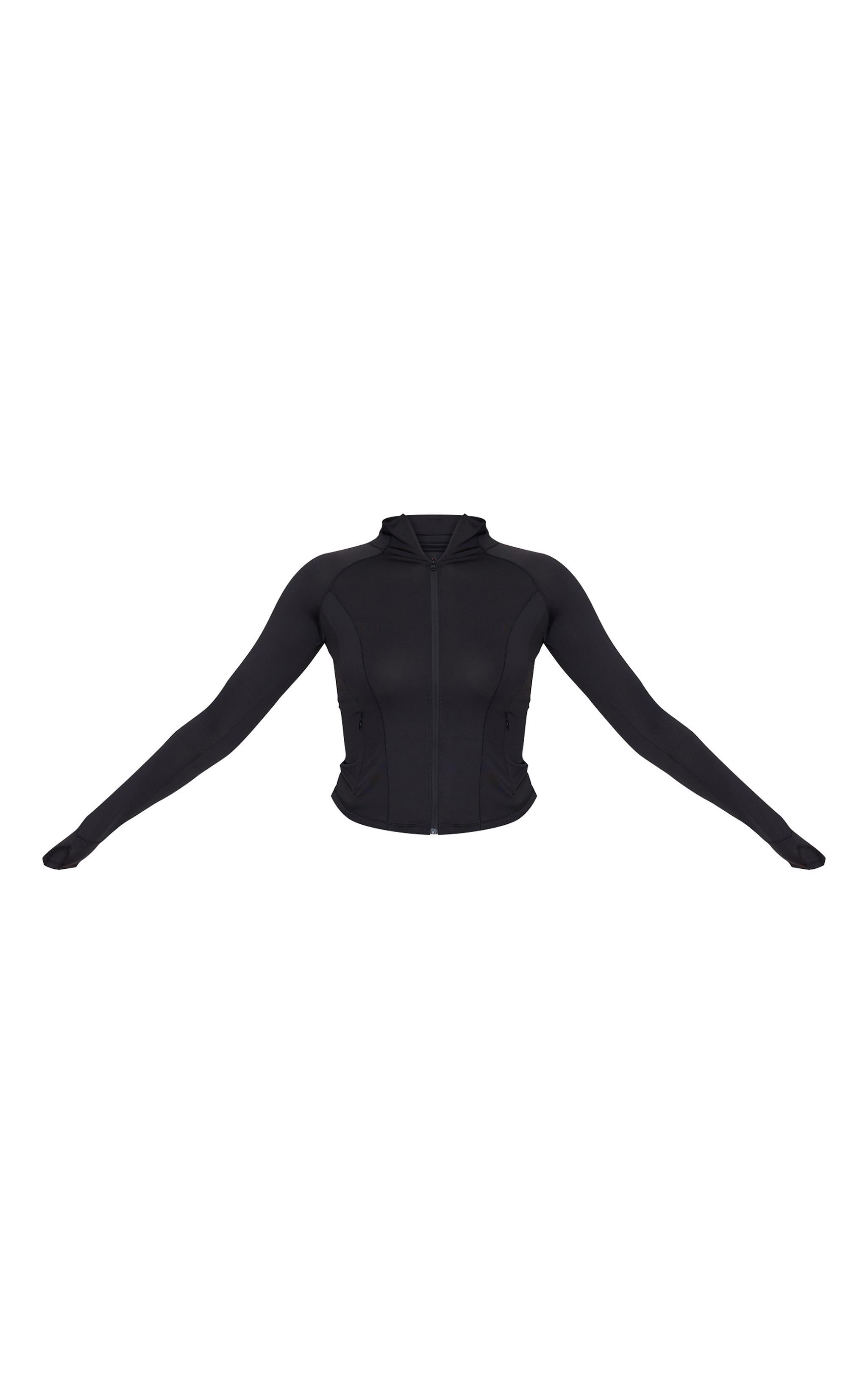Black Stretch Active Zip Up Pocket Detail Sports Jacket Product Image