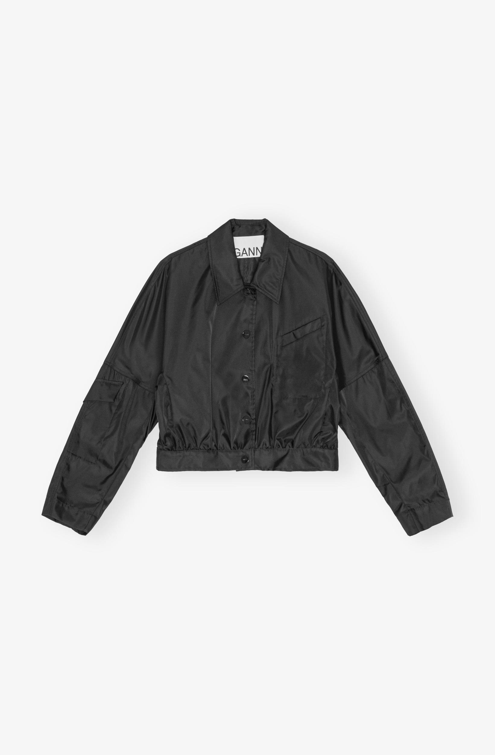 Black Duchesse Nylon Cropped Jacket Product Image