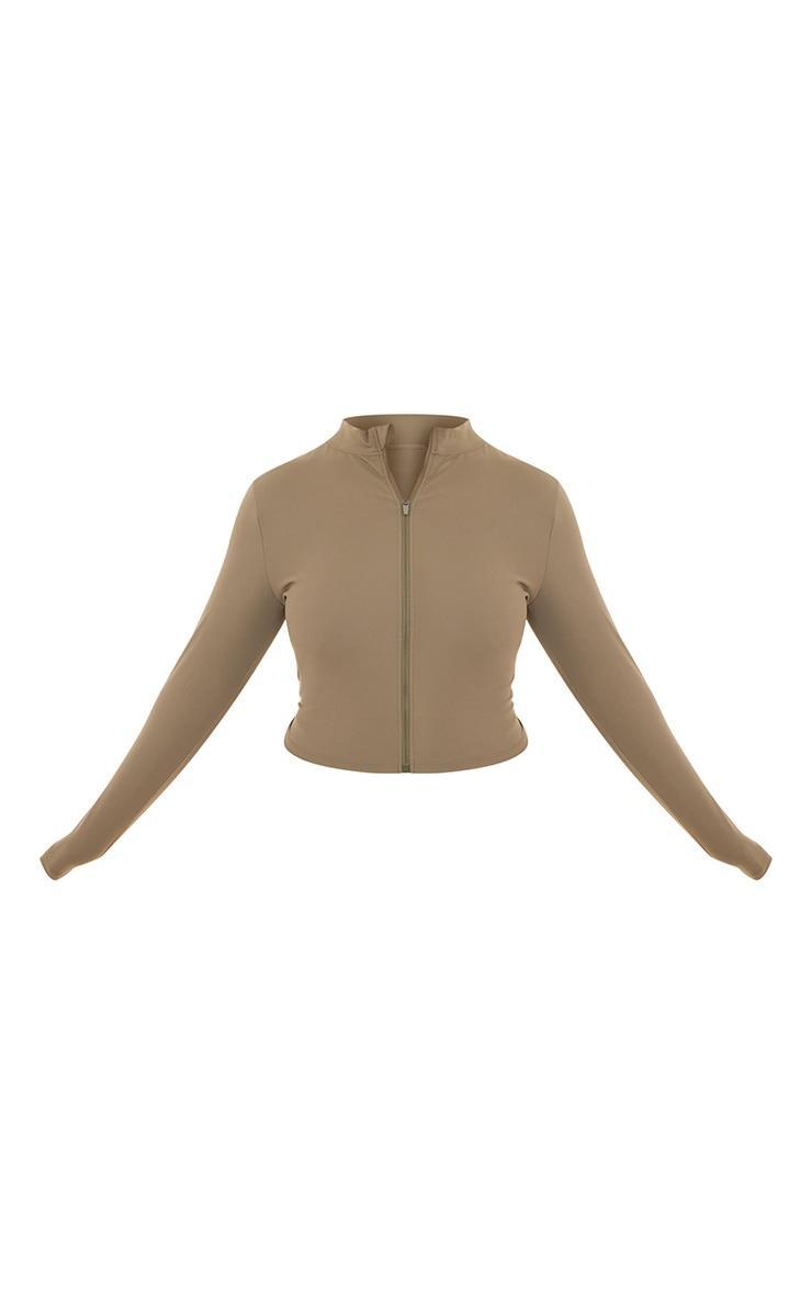 Plus Grey Sculpt Contrast Seam Crop Gym Jacket Product Image
