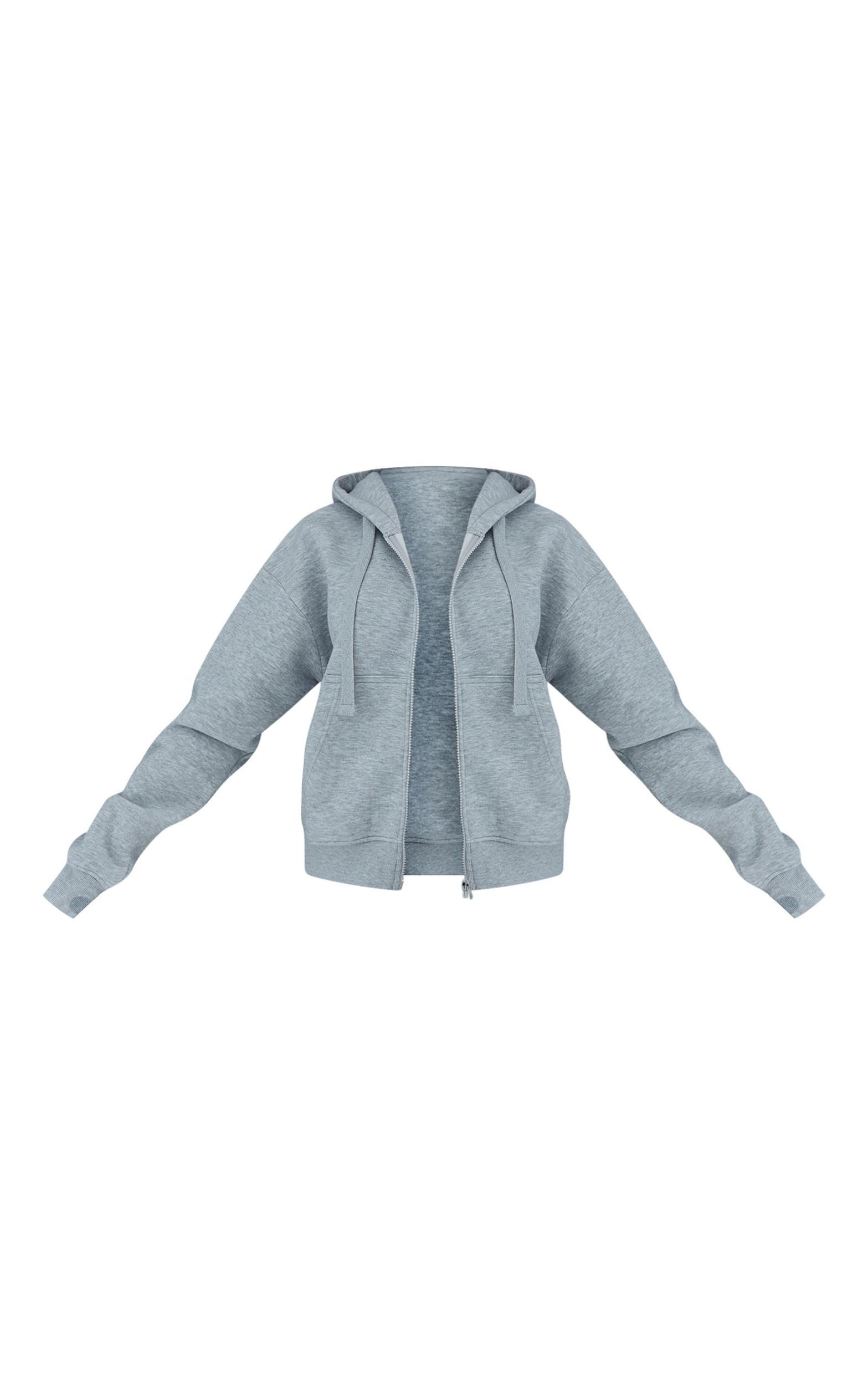 Ash Grey Oversized Hooded Zip Up Sweat Hoodie Product Image