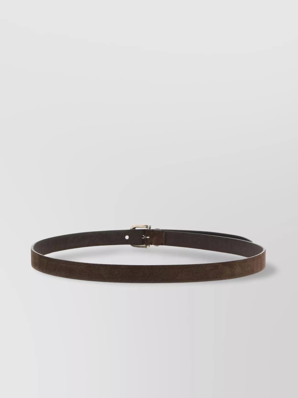 BRUNELLO CUCINELLI Reversed Leather Belt With Square Buckle And Tip In Brown Product Image