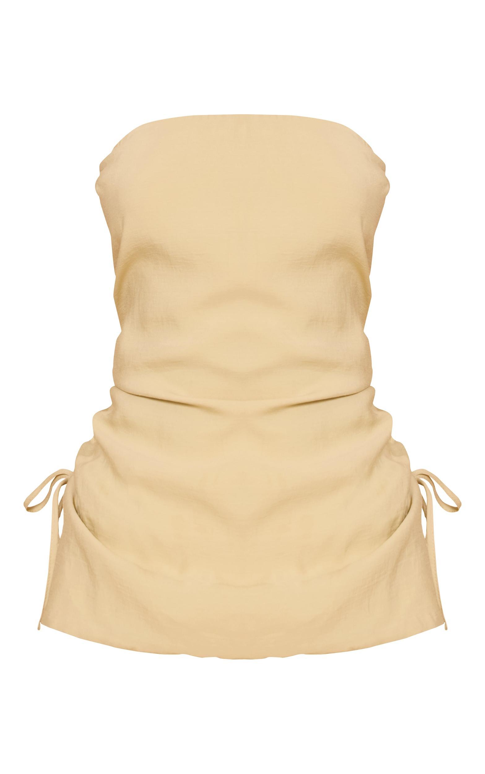  Sage Khaki Woven Ruched Bandeau Top Product Image