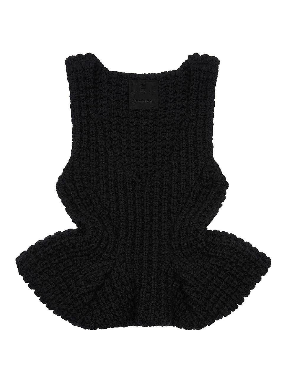Womens Slim Fit Peplum Top in Waffle Wool Product Image