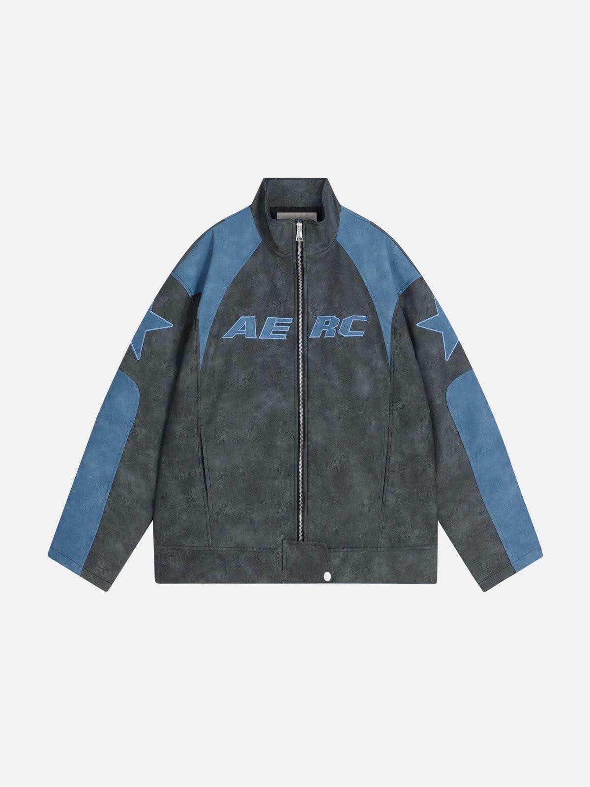 Aelfric Eden Embroidery Star Cropped Racing Jacket Product Image