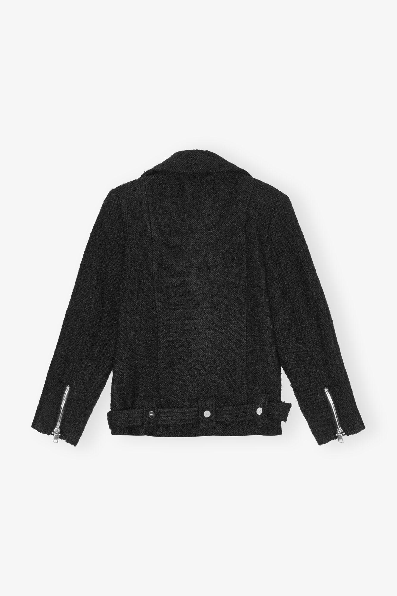 Black Textured Boucle Wool Jacket Product Image